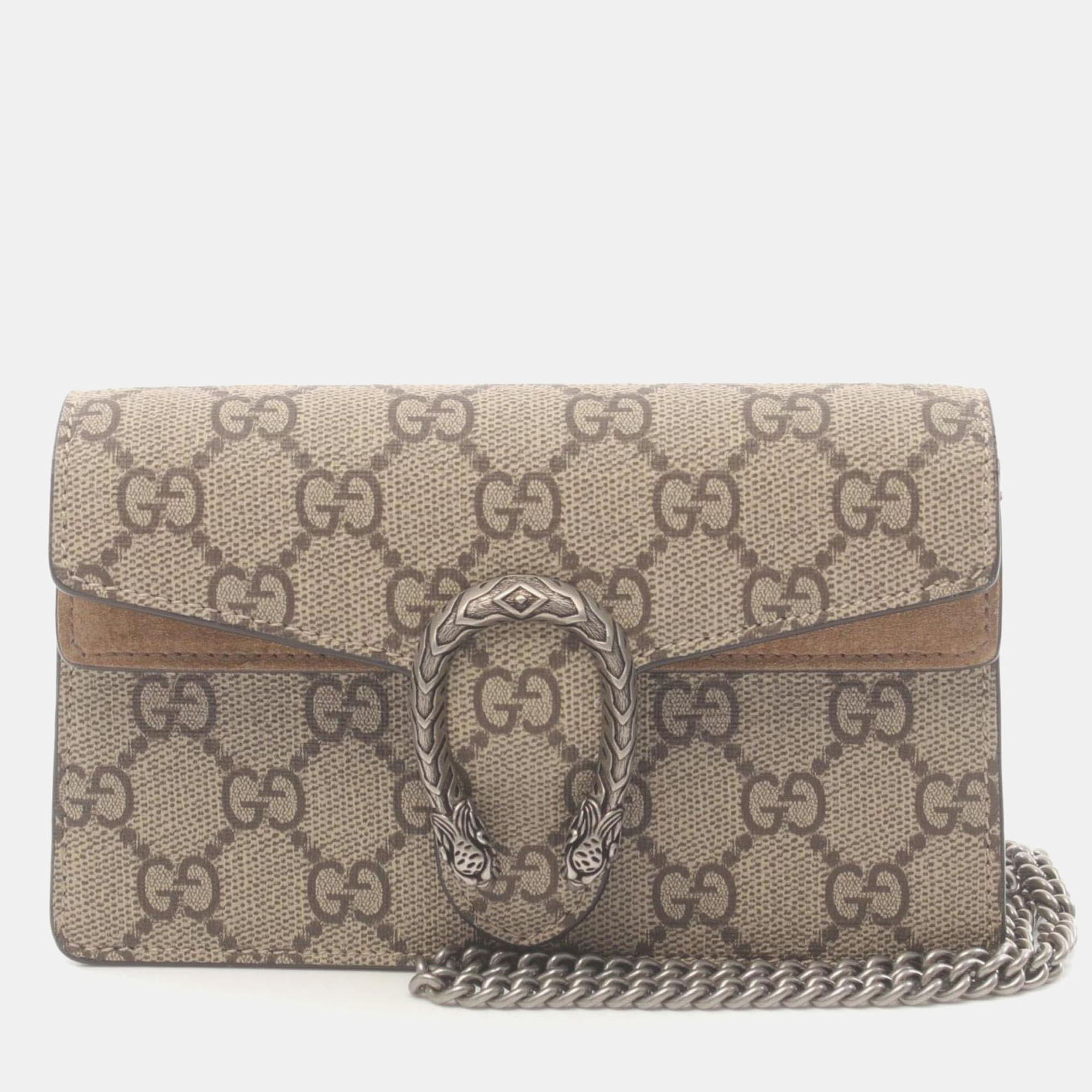 

Gucci Coated Canvas Suede Beige Brown Dionysus Shoulder Bag