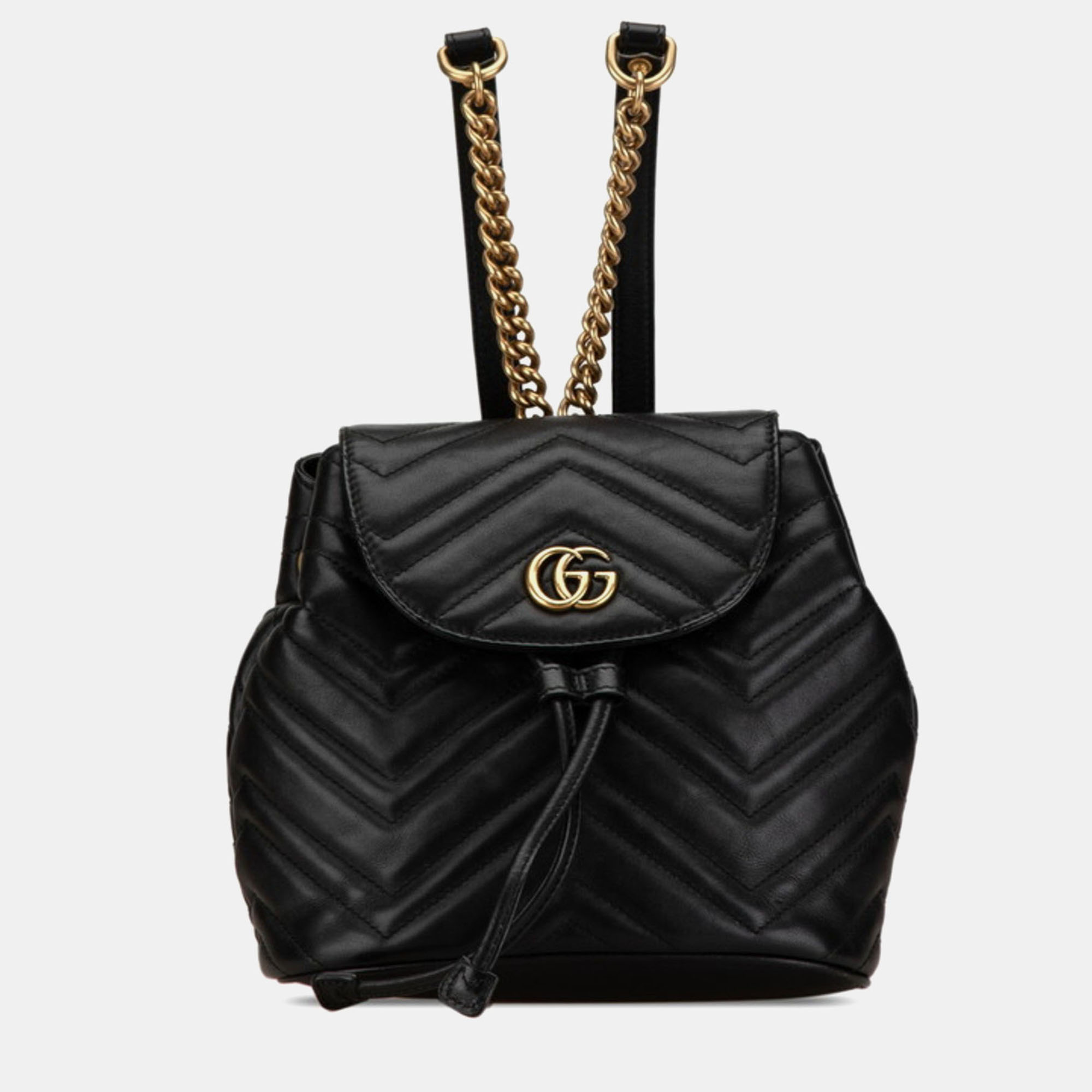 

Gucci Black Leather GG Marmont Backpack