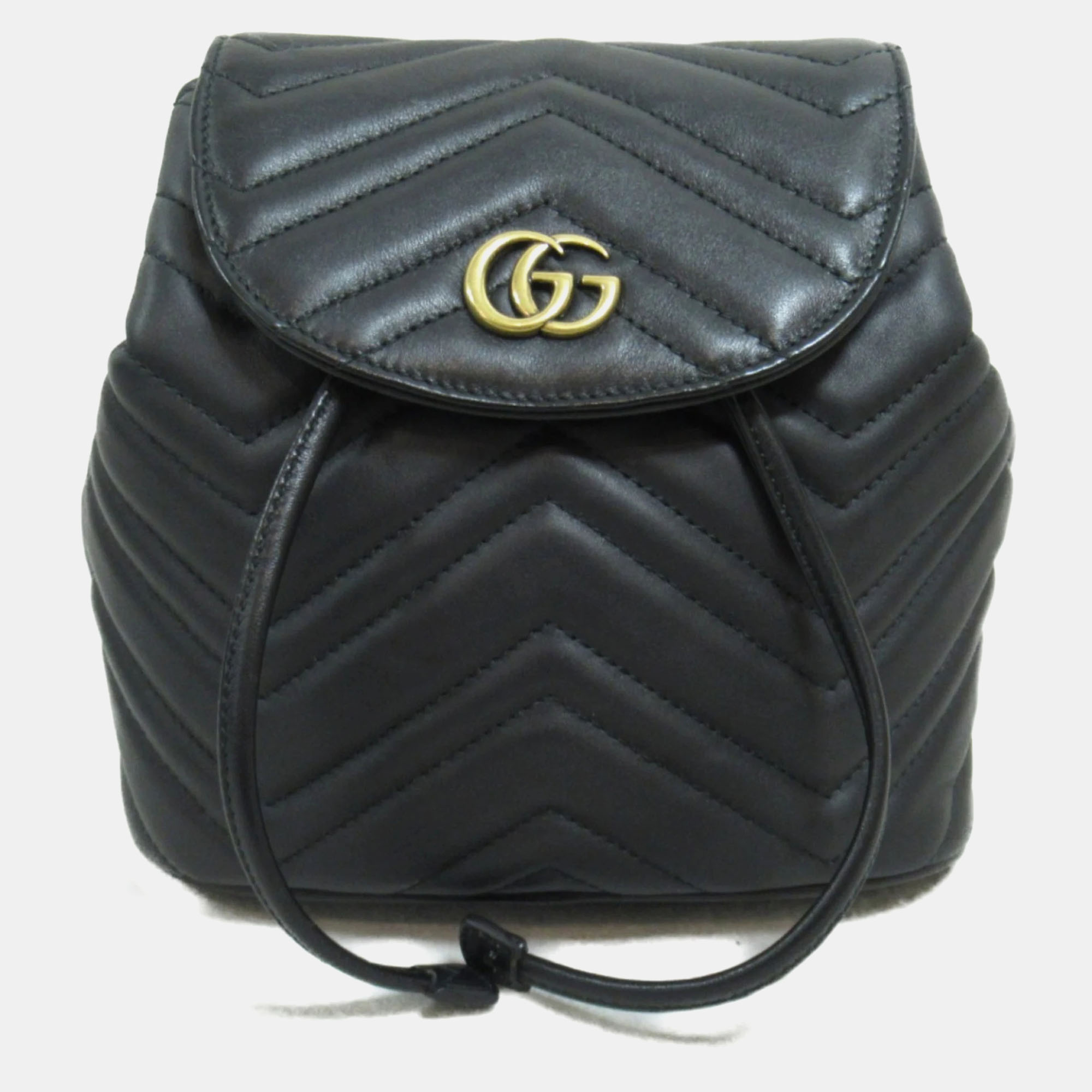 

Gucci Leather Black GG Marmont Backpack