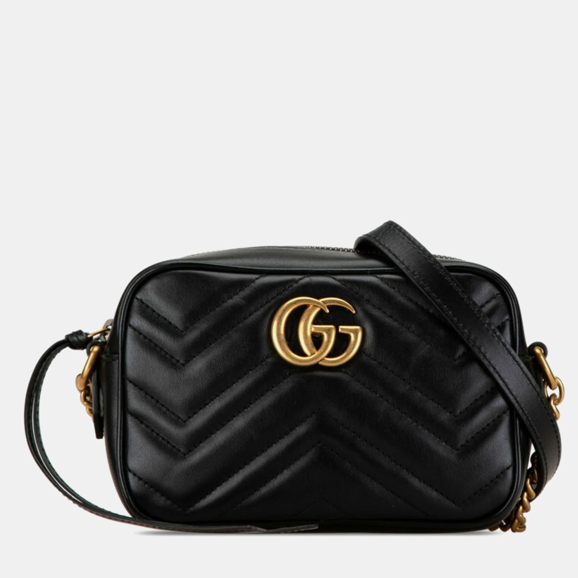 

Gucci Black Leather GG Marmont Quilted Shoulder Bag