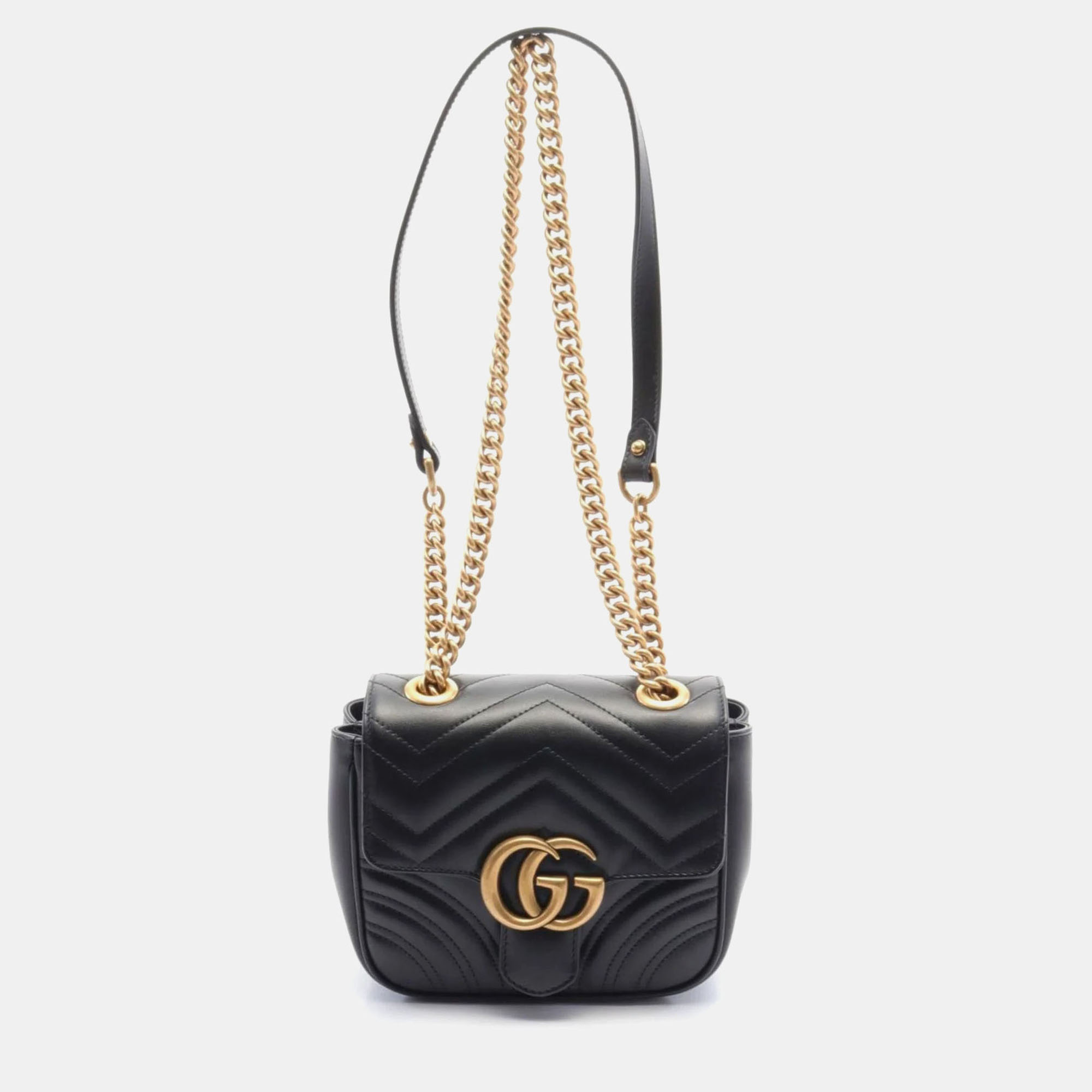 

Gucci Leather Black GG Marmont Quilted Shoulder Bag