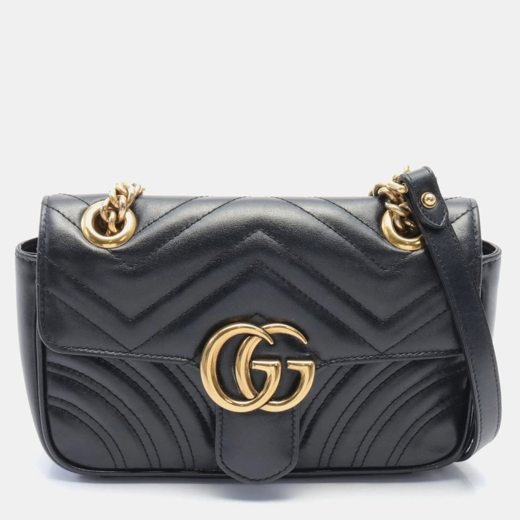 

Gucci Leather Black GG Marmont Shoulder Bag