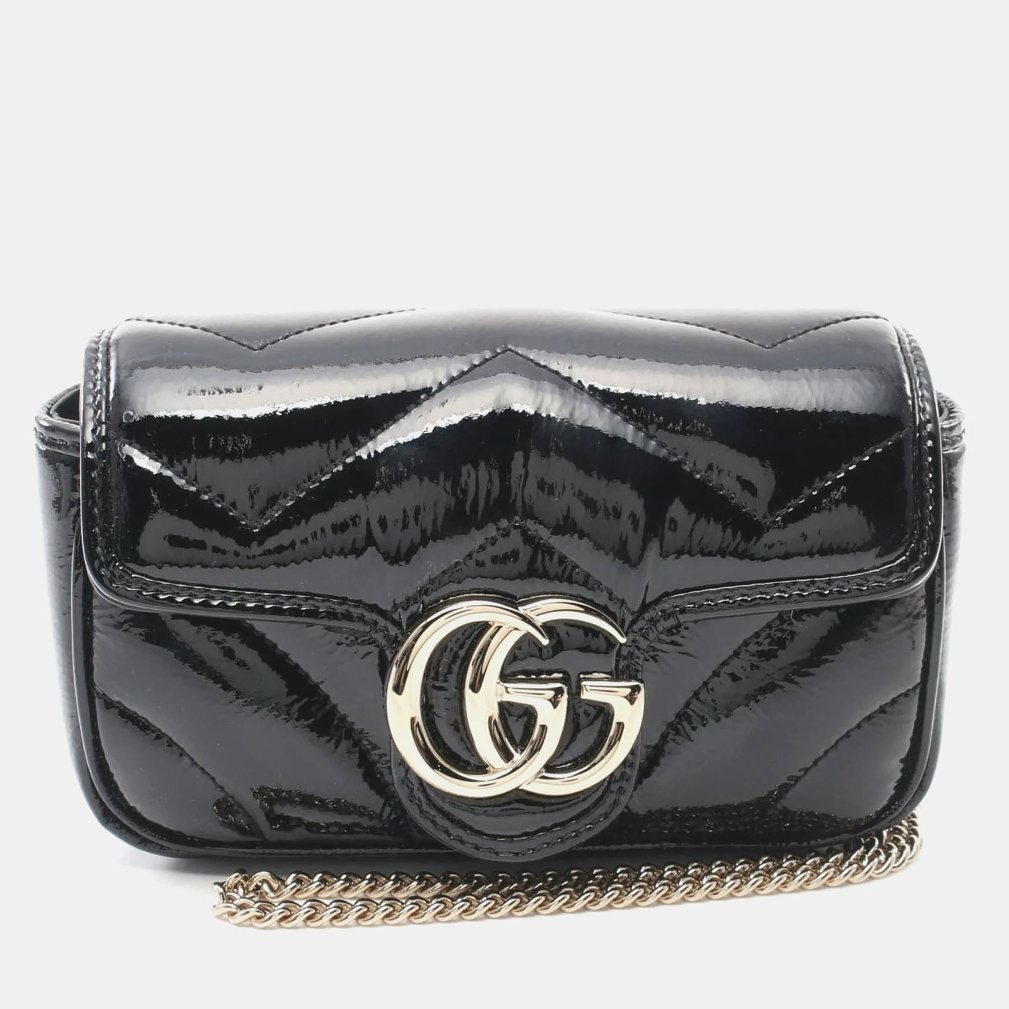 

Gucci Leather Black GG Marmont Super Bag