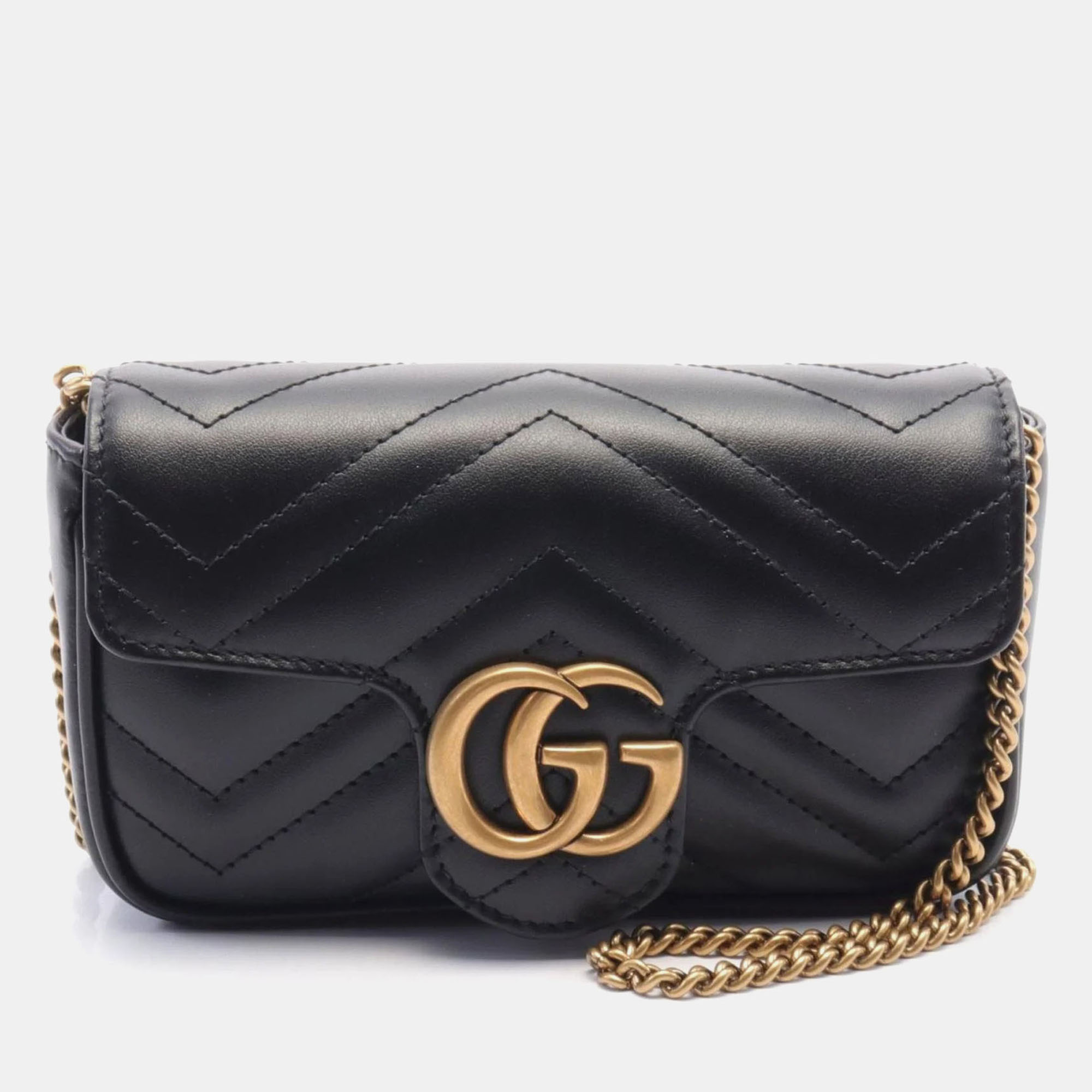 

Gucci Leather Black GG Marmont Super Bag