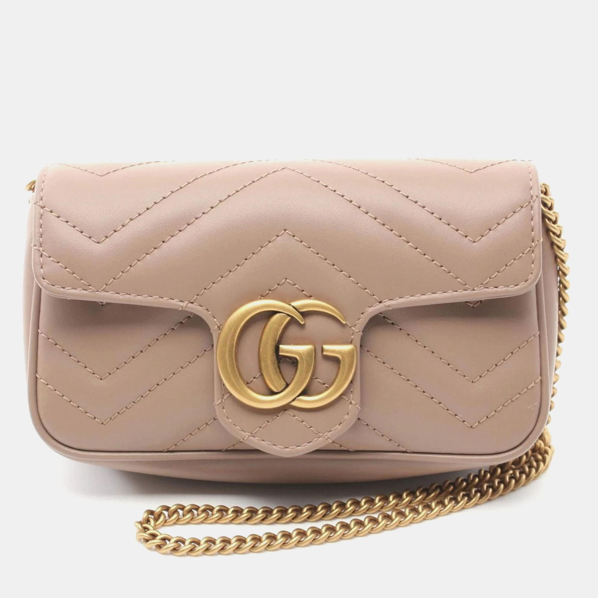 

Gucci Leather Pink GG Marmont Super Bag