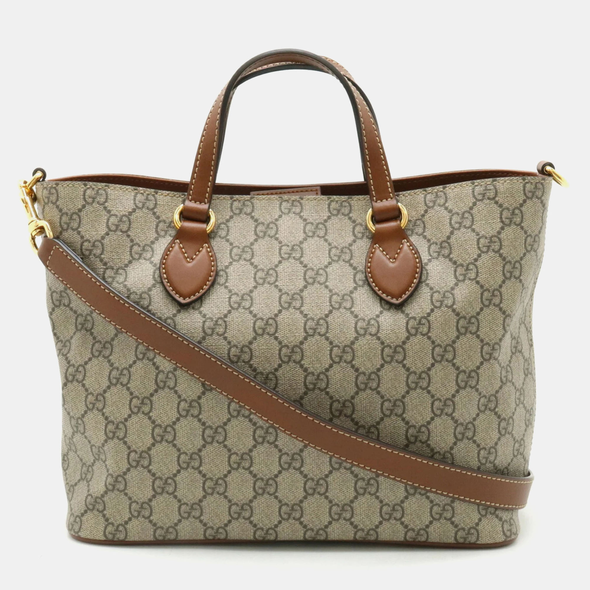 

Gucci PVC leather beige brown GG Supreme tote bag