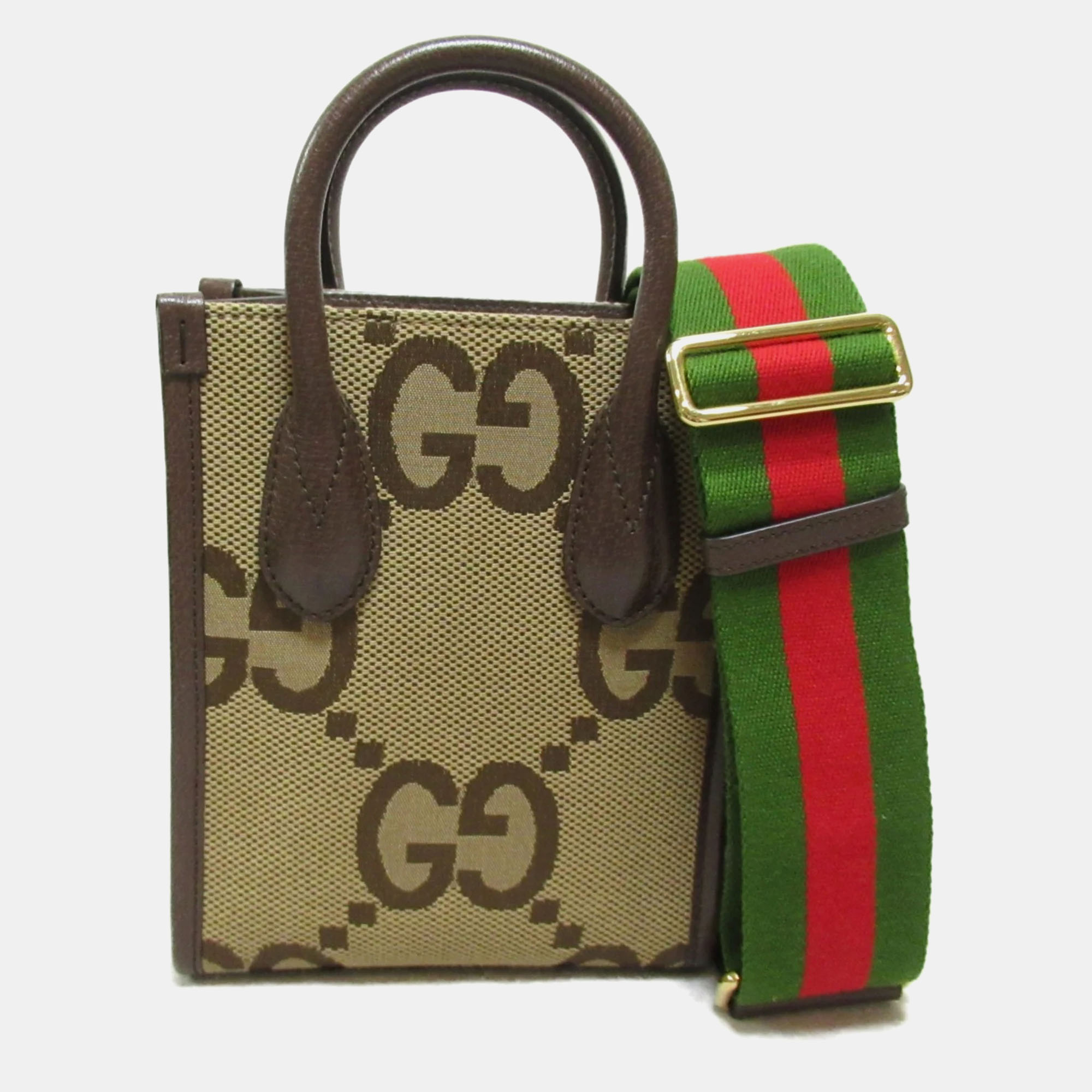 

Gucci Brown leather canvas Jumbo GG Shoulder Bag