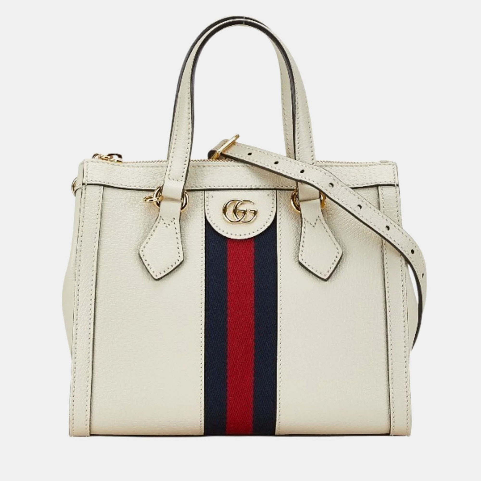 

Gucci White Ivory Leather Ophidia Handbag, Cream