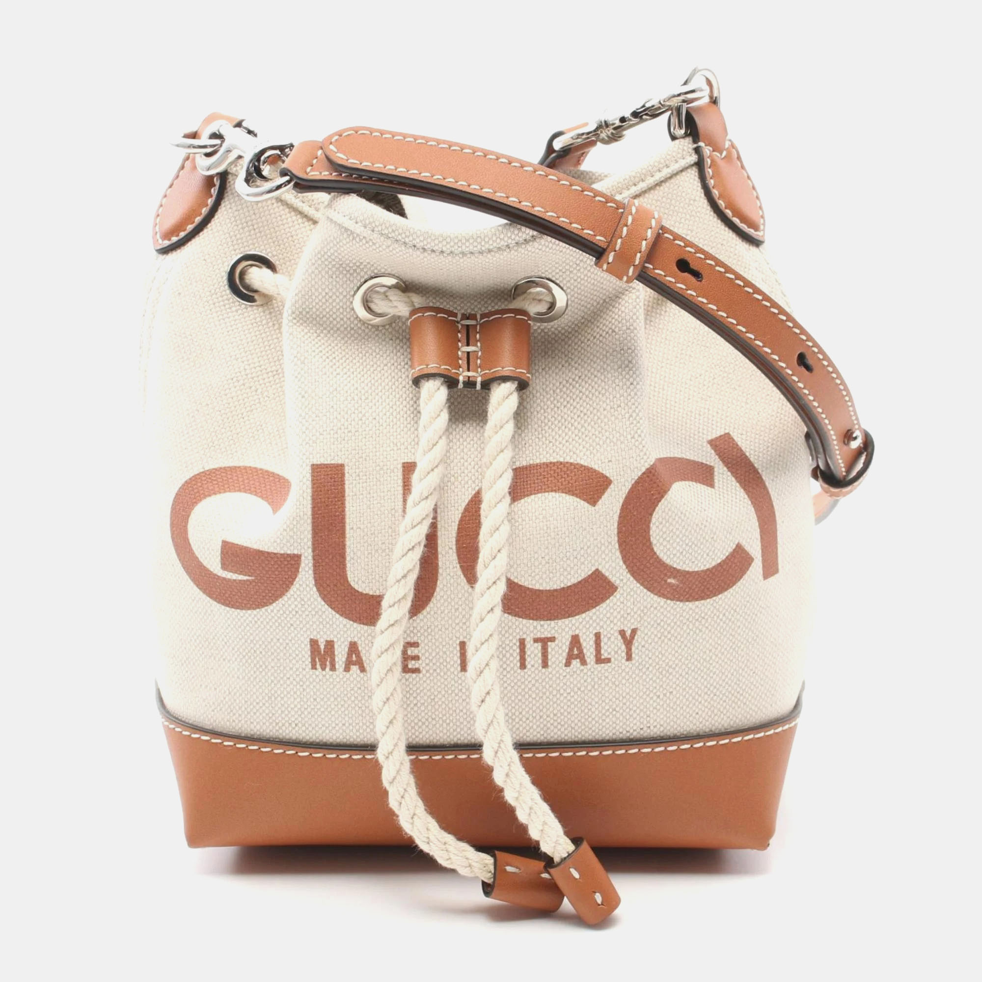 

Gucci Canvas Leather Ivory Brown Print Shoulder Bag