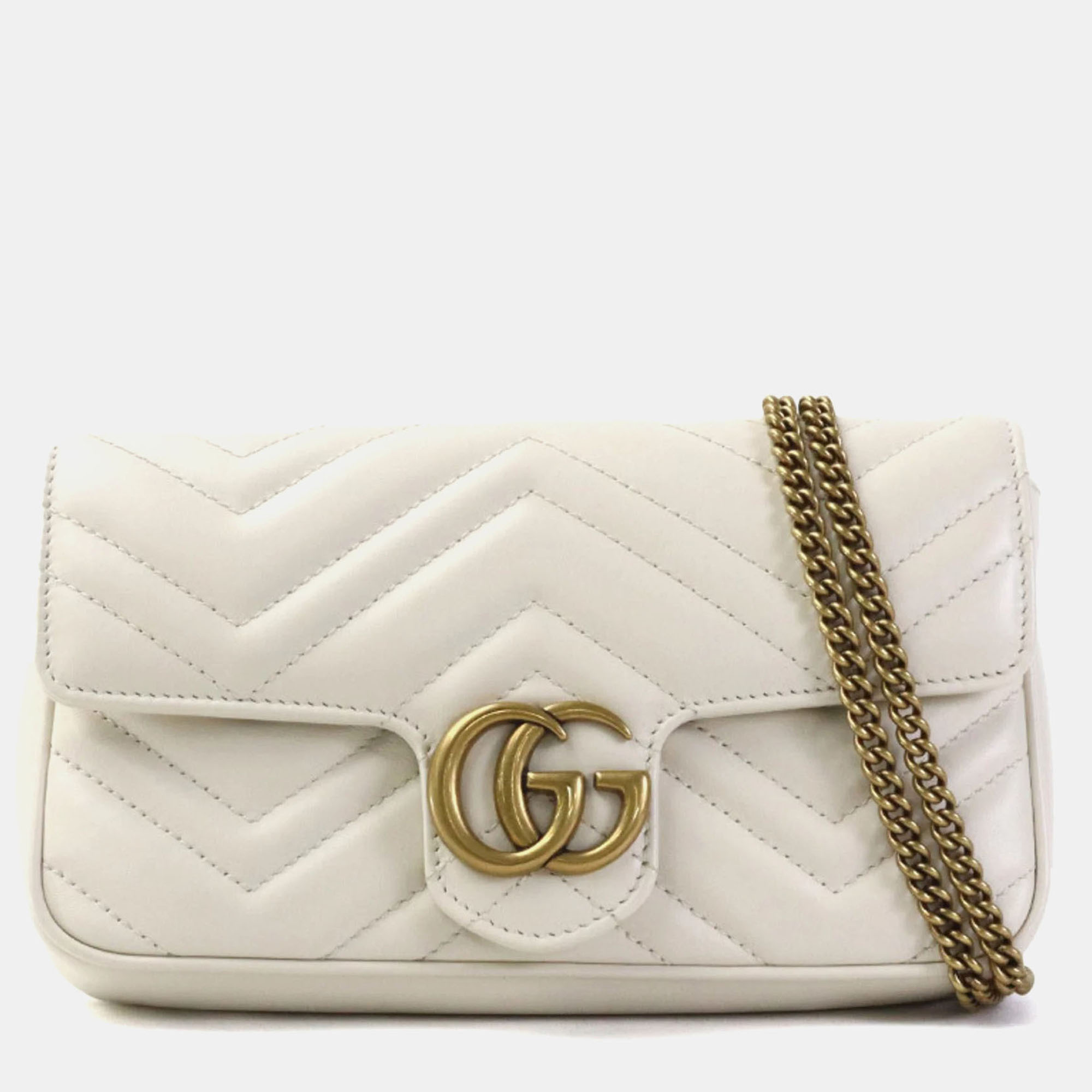 

Gucci Leather Ivory GG Marmont Shoulder Bag, Cream