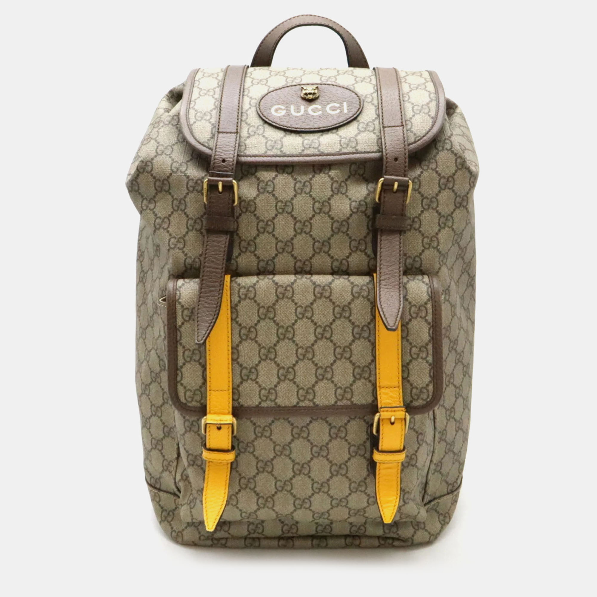 

Gucci PVC Leather Beige Yellow Soft GG Supreme Courier Backpack