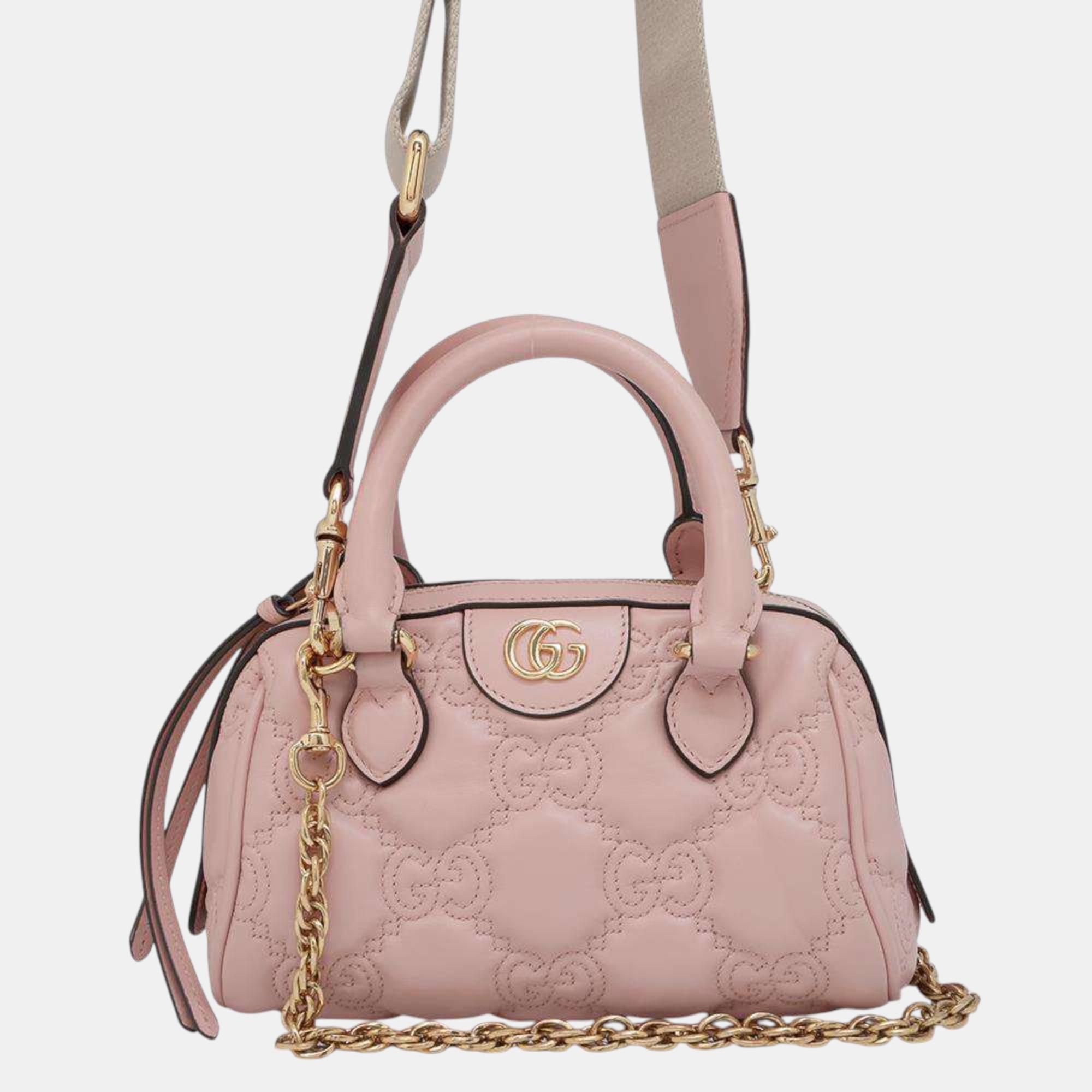 

Gucci Pink Leather GG Matelasse Mini Travel Bag