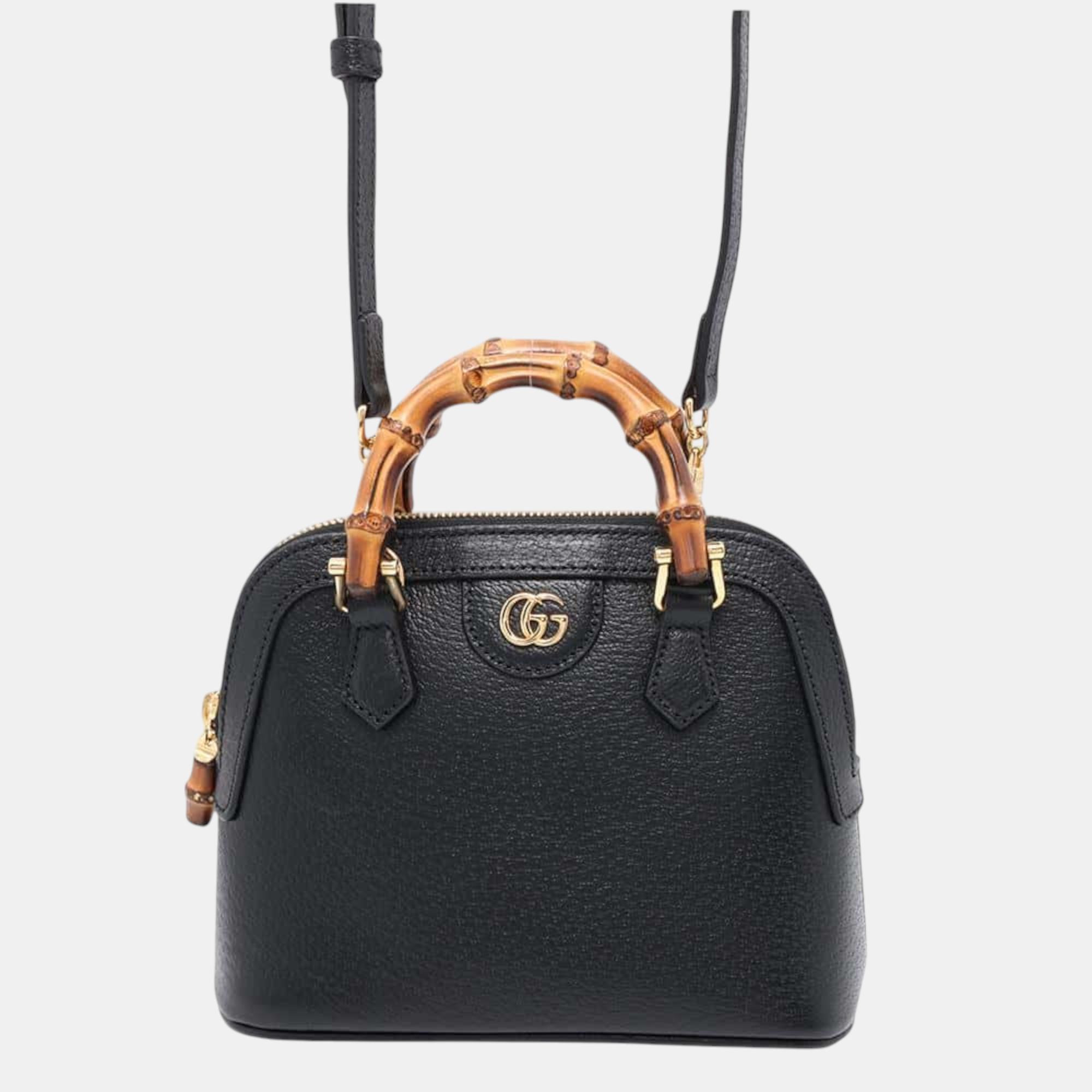 

Gucci Diana Bamboo 2wayHandbag Black Leather Size Mini