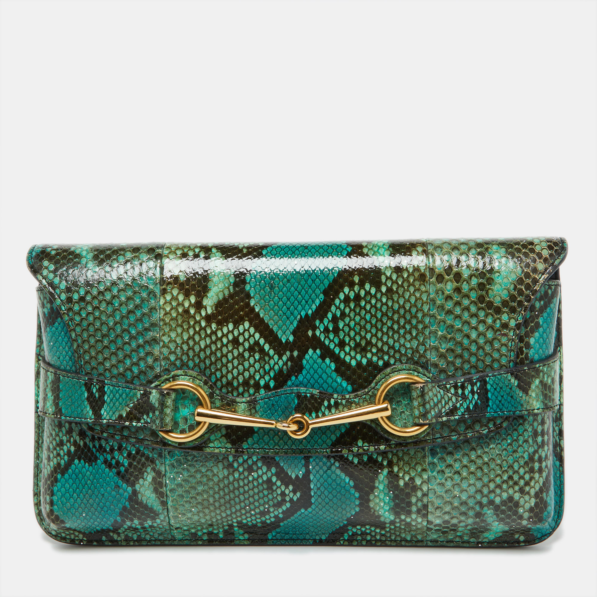 

Gucci Multicolor Python Bright Horsebit Clutch