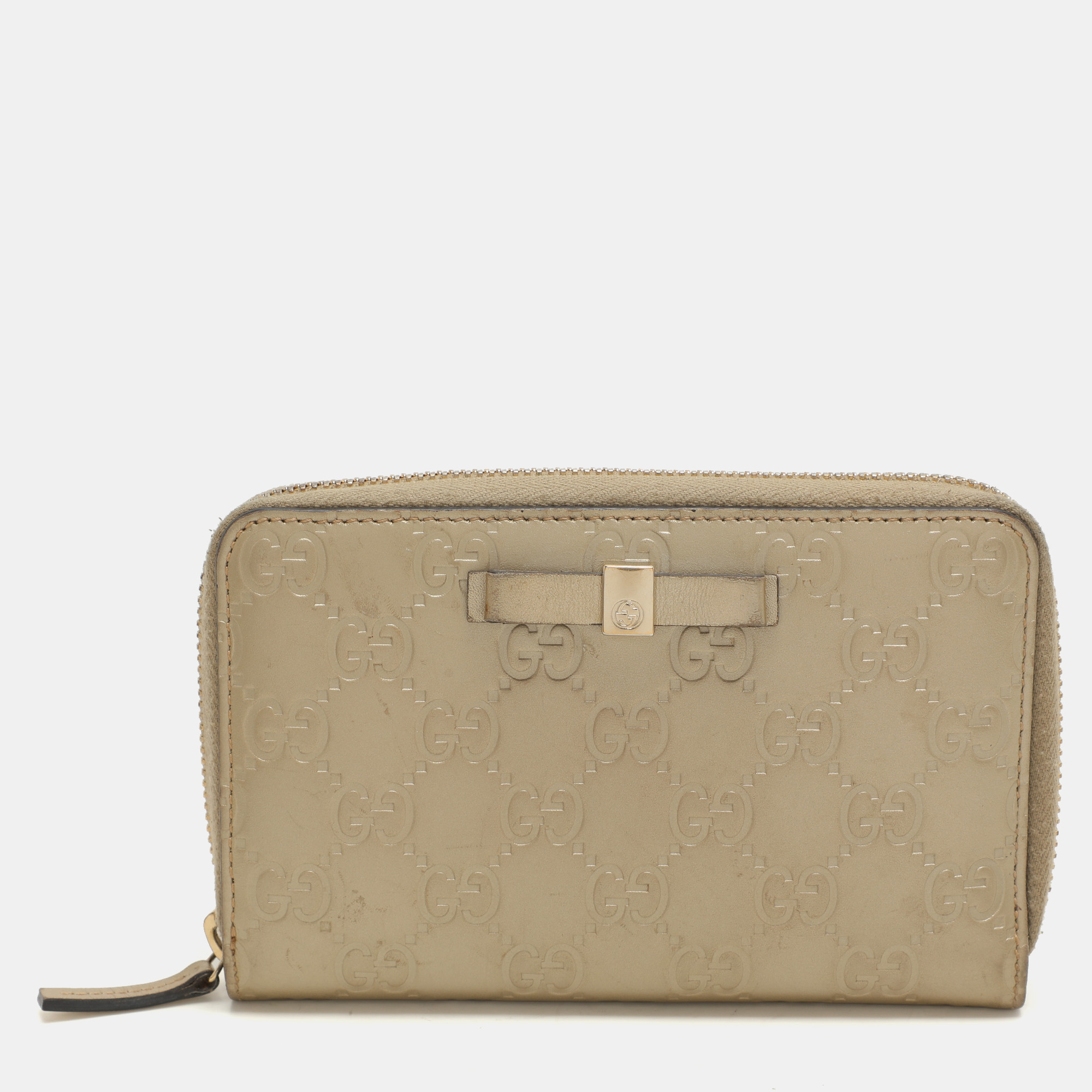 

Gucci Gold Guccissima Leather Zip Around Wallet