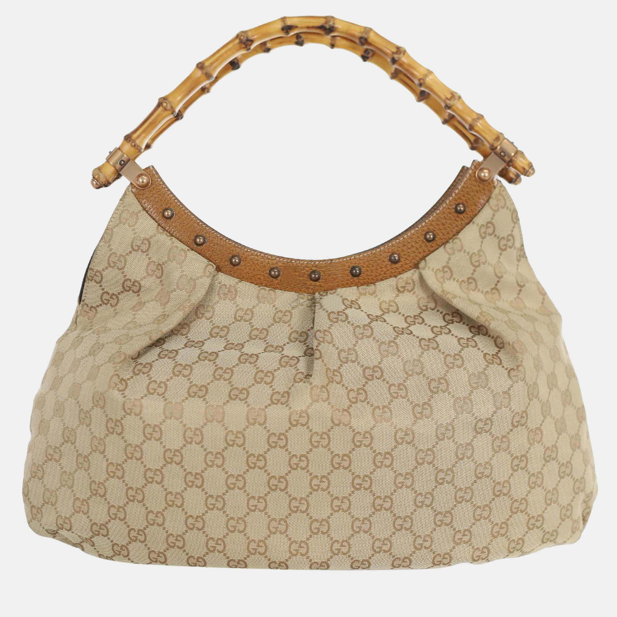 

Gucci GG Canvas Bamboo Shoulder Bag, Beige