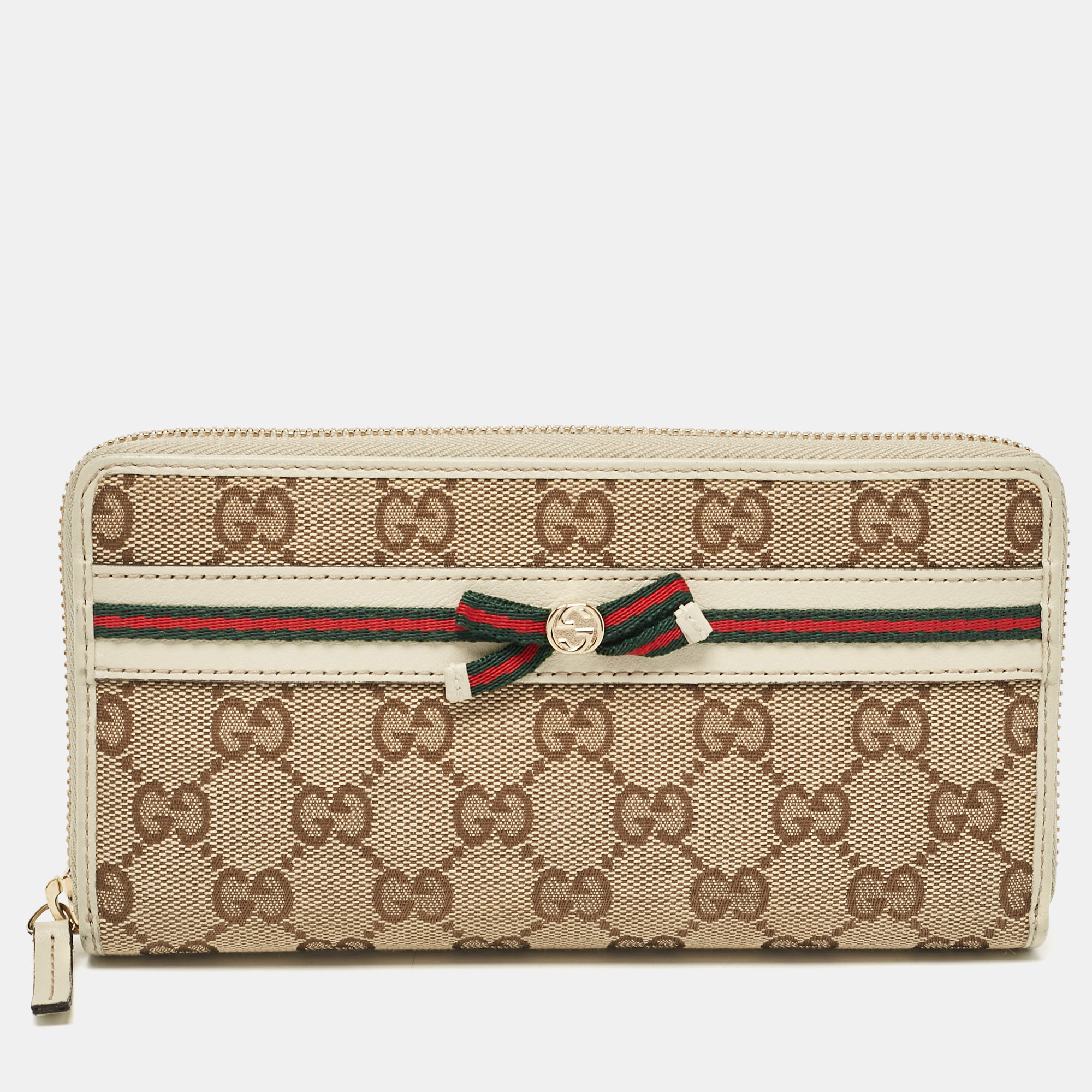 

Gucci Off White/Beige GG Canvas Mayfair Zip Around Wallet