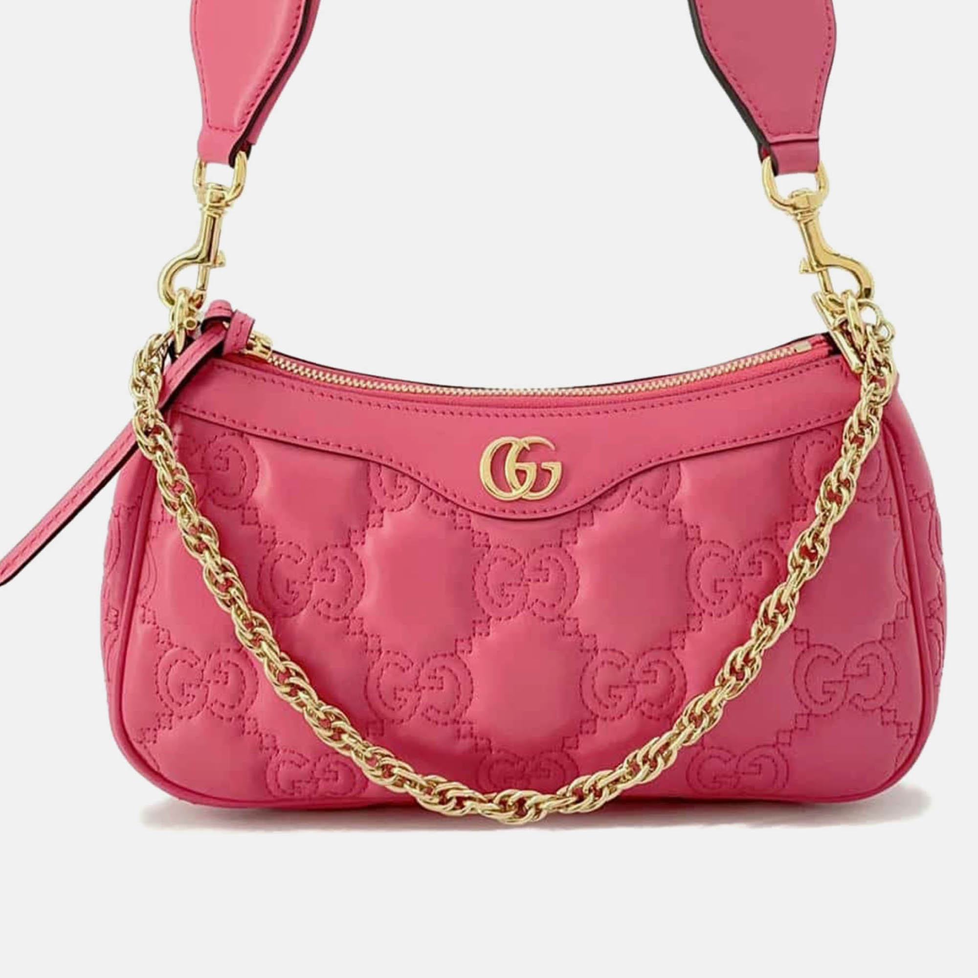 

Gucci Pink Leather GG Matelasse Chain Bag