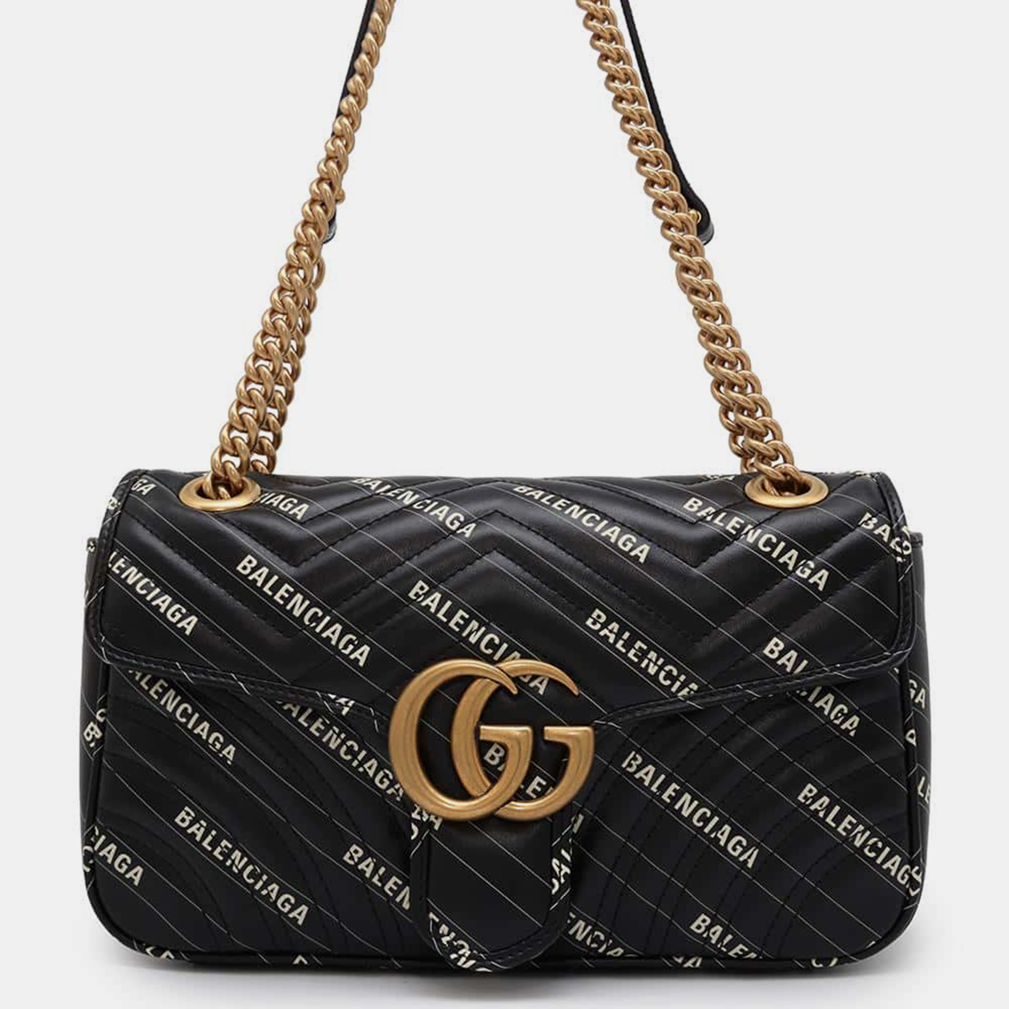 

Gucci Black Leather The Hacker Project GG Marmont Shoulder Bag