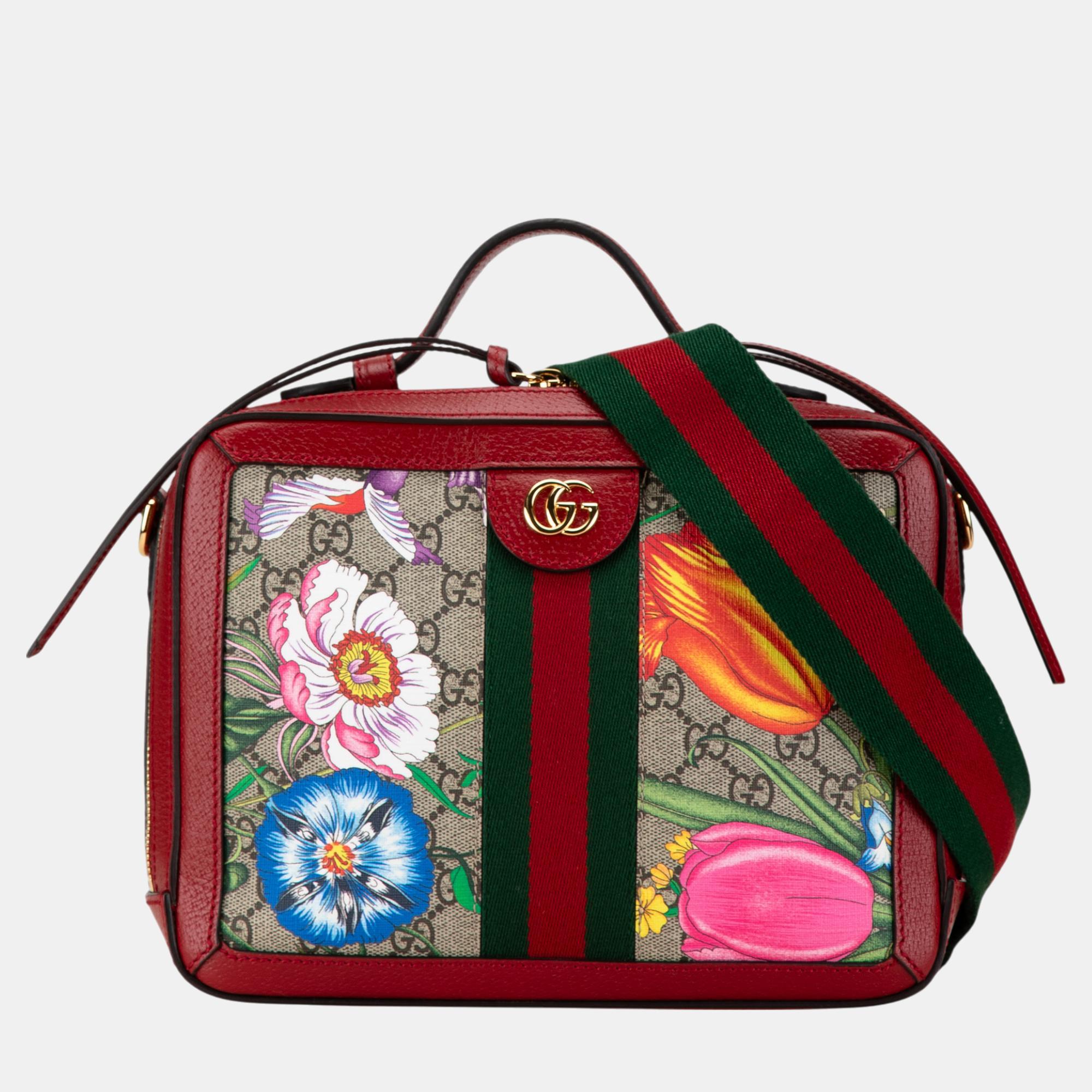 

Gucci Multicolor Small GG Supreme Flora Ophidia Satchel