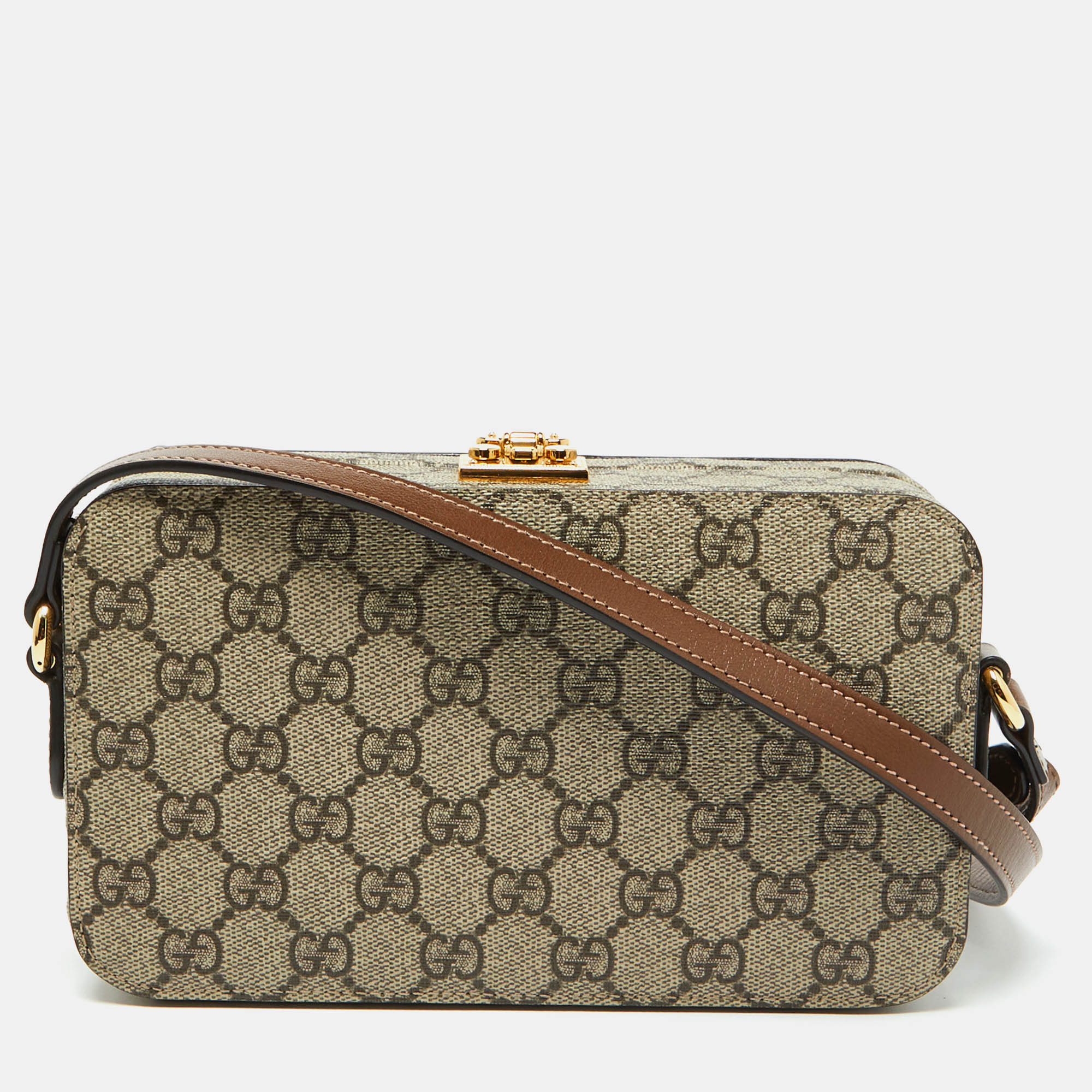 

Gucci Beige/Brown GG Supreme Canvas and Leather Box Shoulder Bag