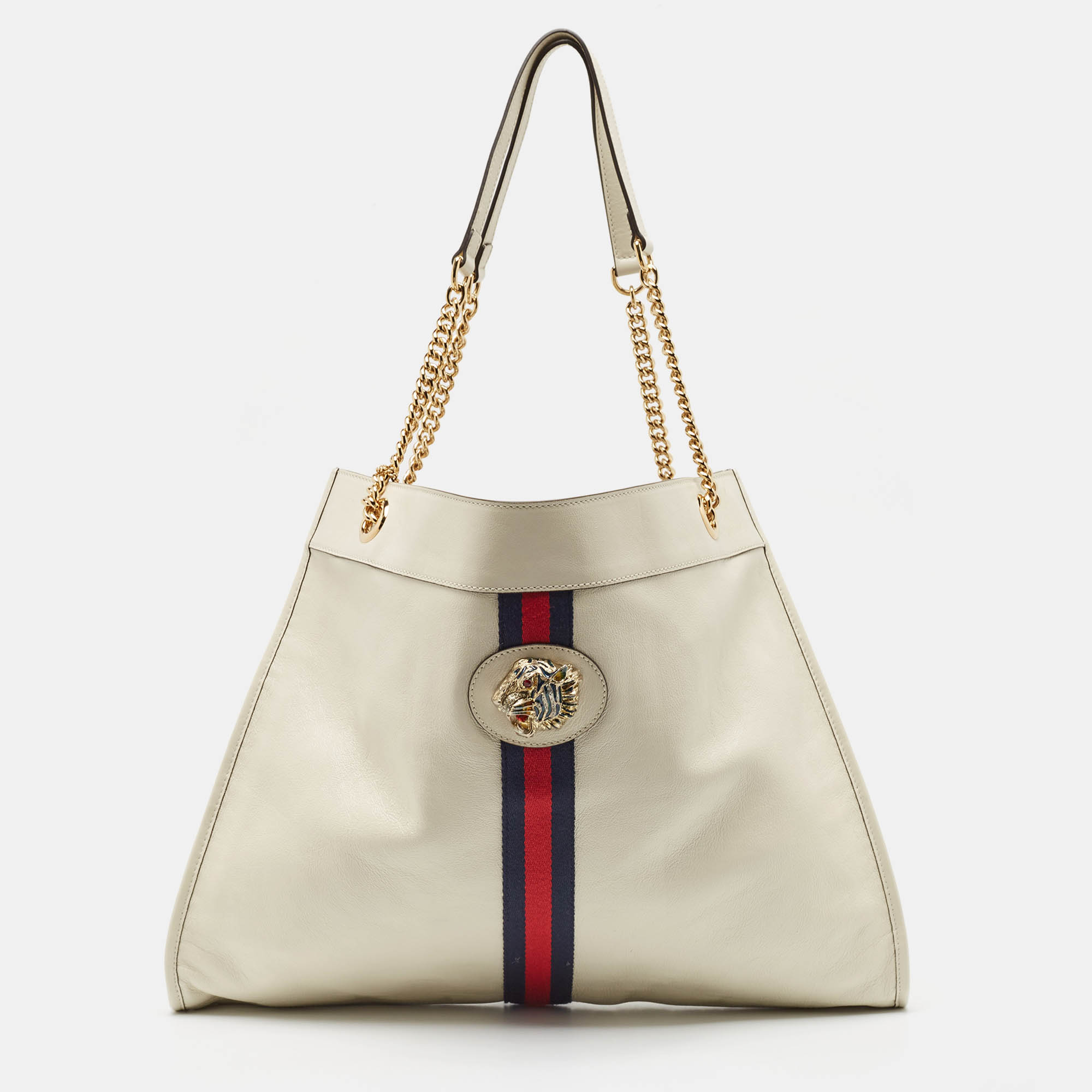 

Gucci Off White Leather Large Rajah Tote