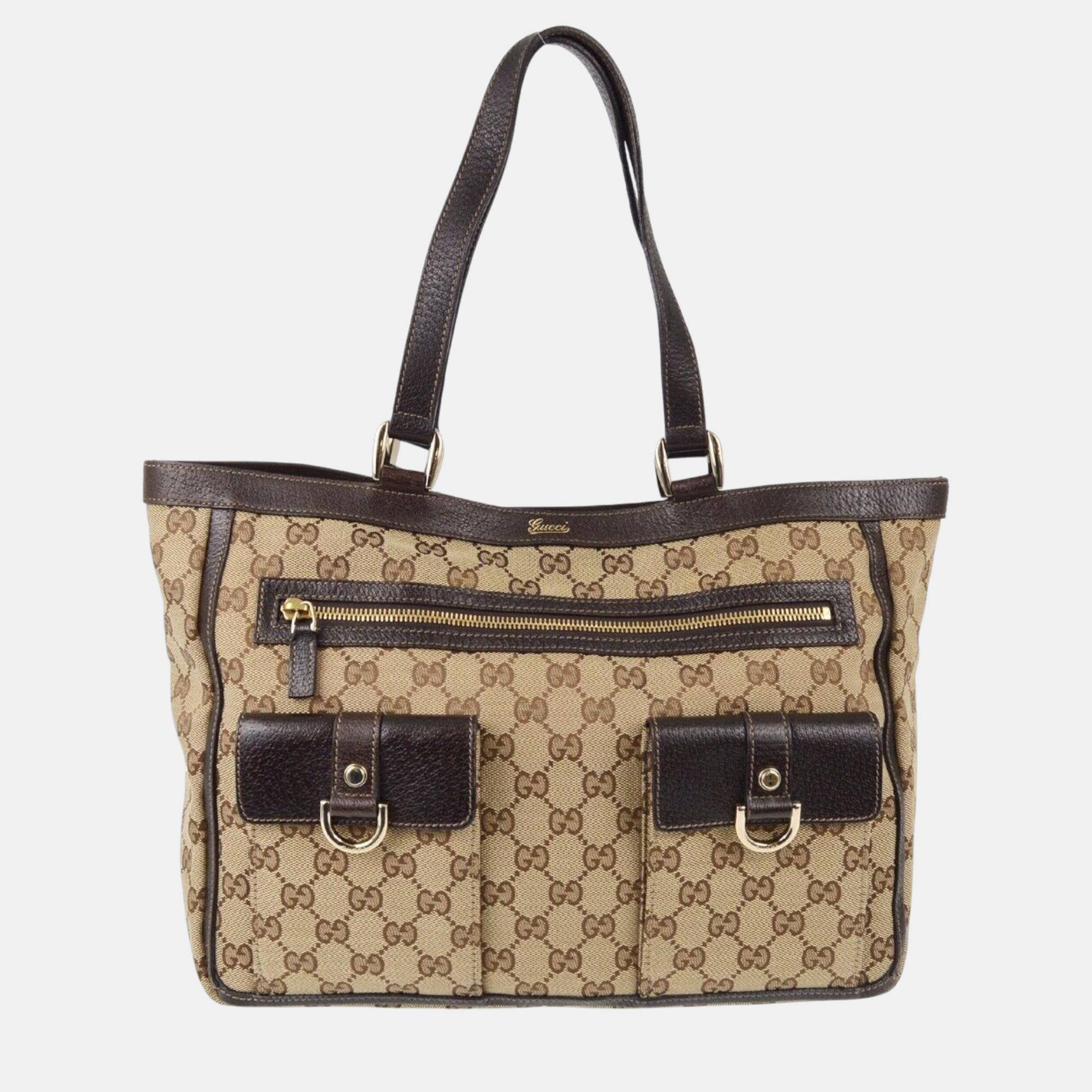 

Gucci Beige Brown GG Tote Handbag