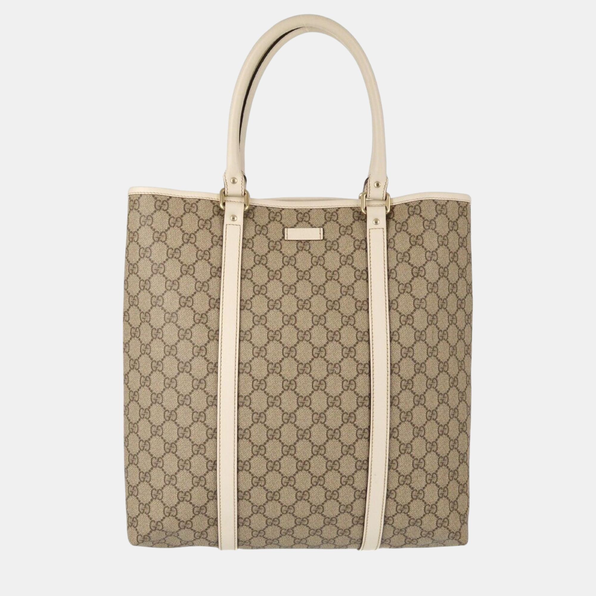 

Gucci Gray White GG Tote Handbag, Grey