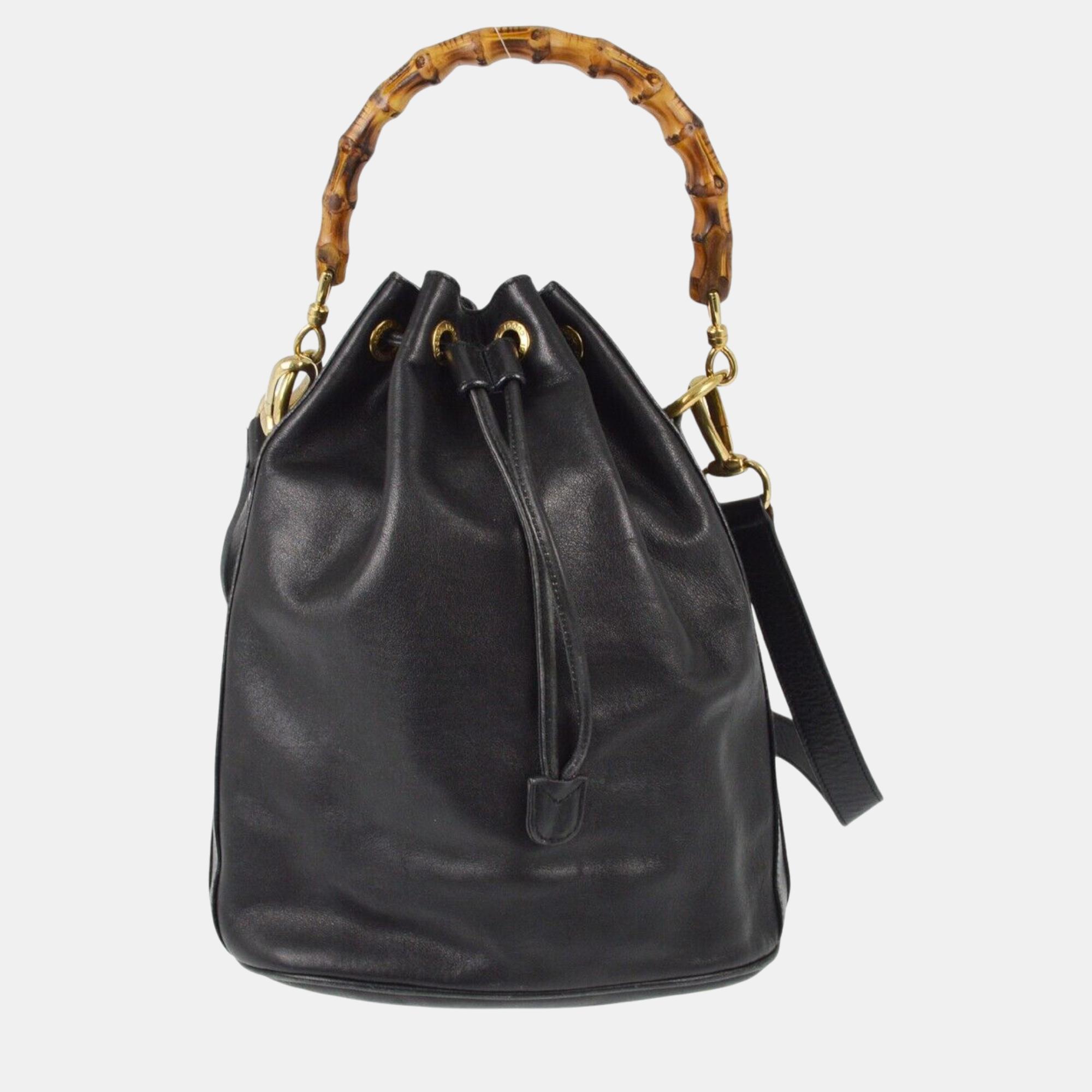 

Gucci Black Bamboo Drawstring Handbag