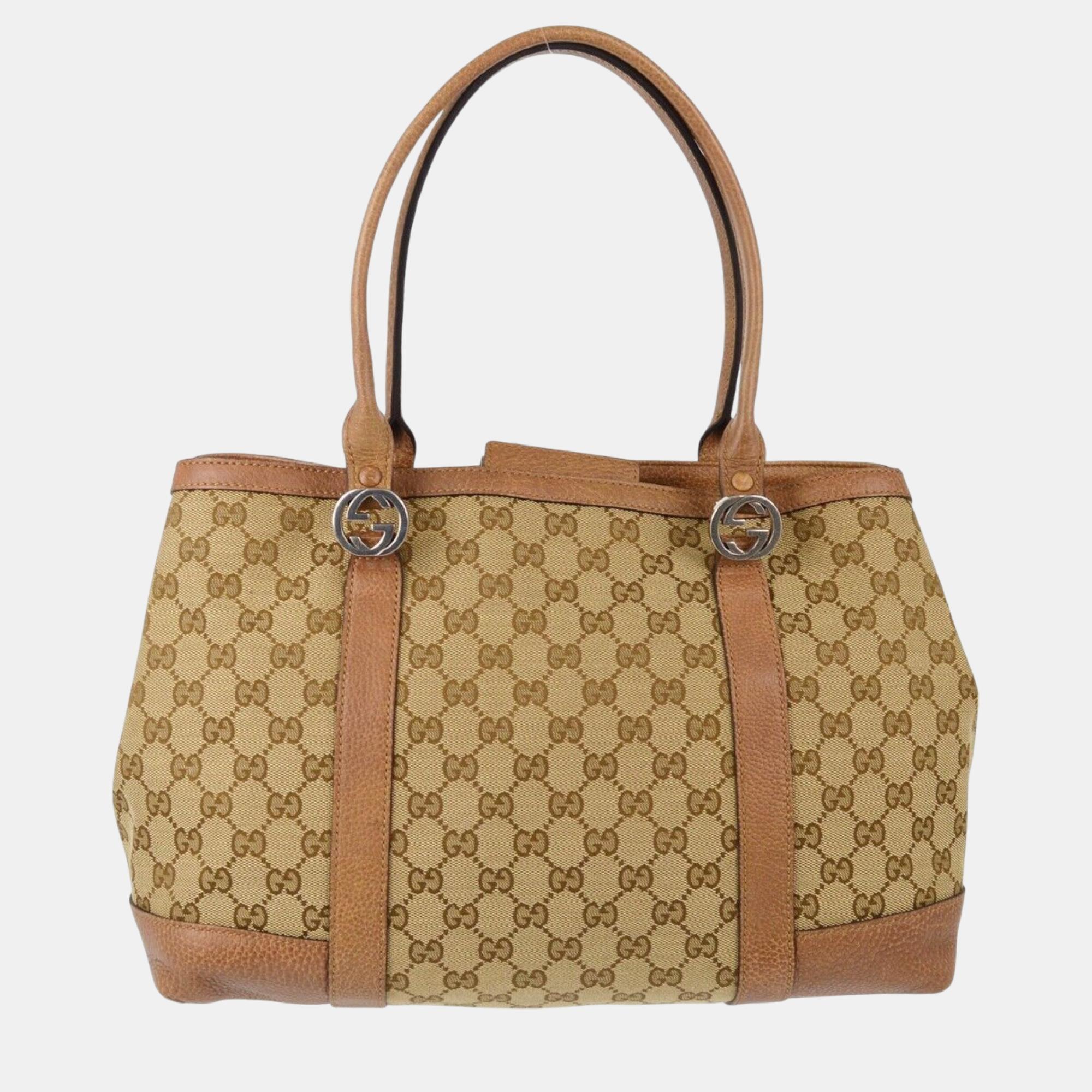 

Gucci Beige Brown GG Tote Handbag