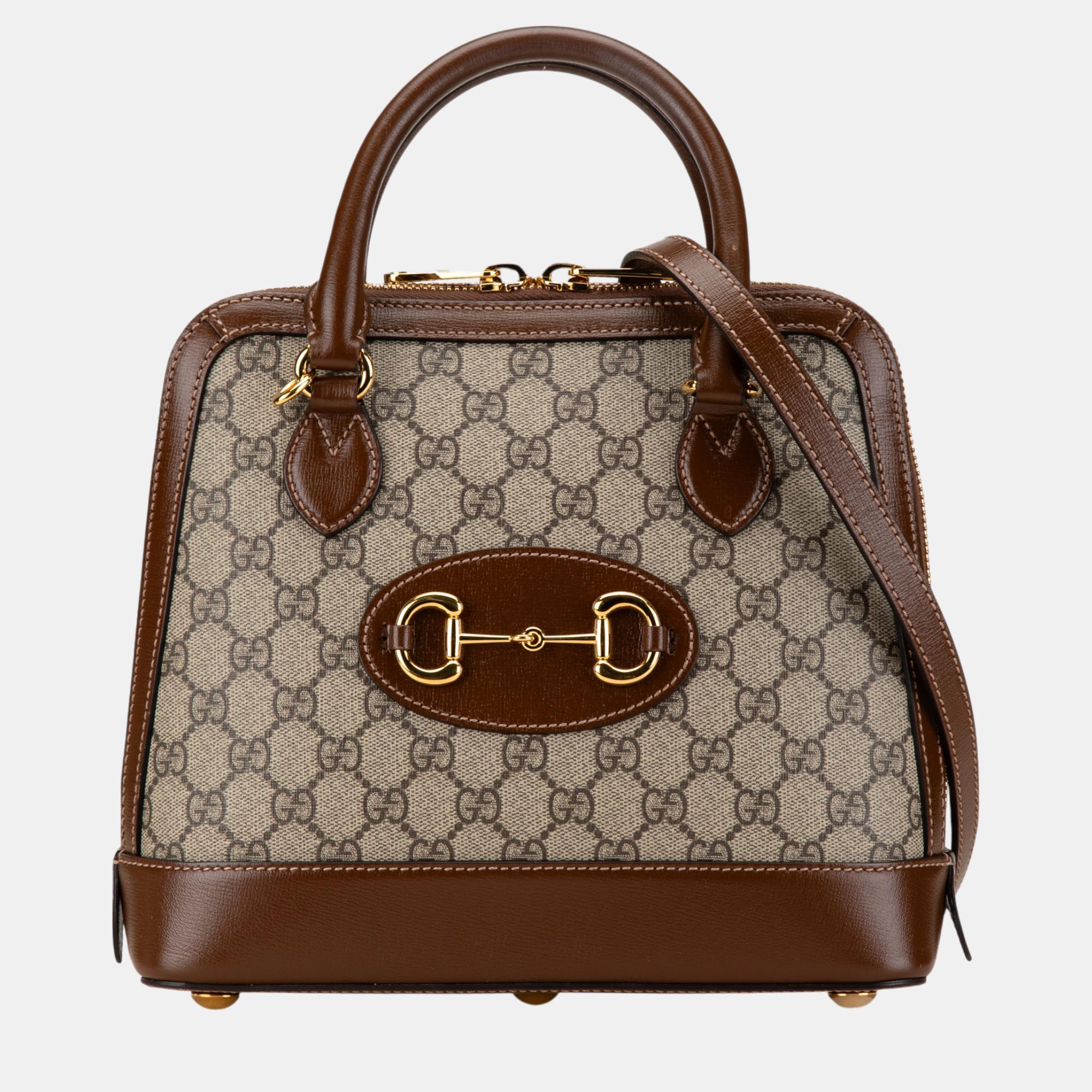 

Gucci Small GG Supreme Horsebit 1955 Satchel, Beige