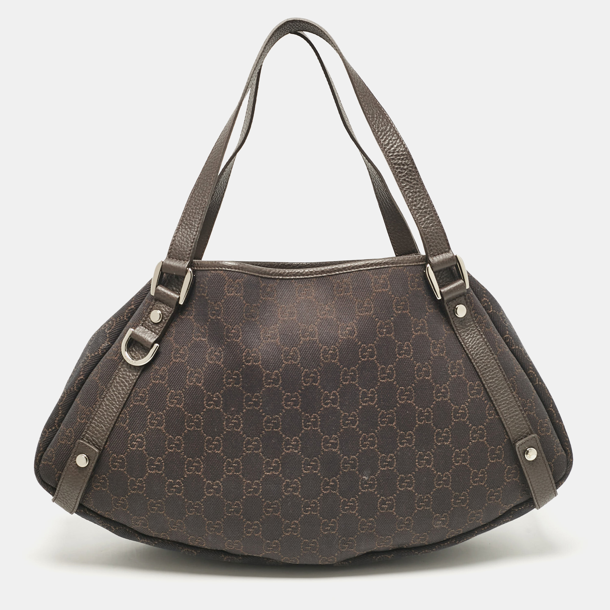 

Gucci Dark Brown GG Canvas and Leather Medium Abbey Hobo