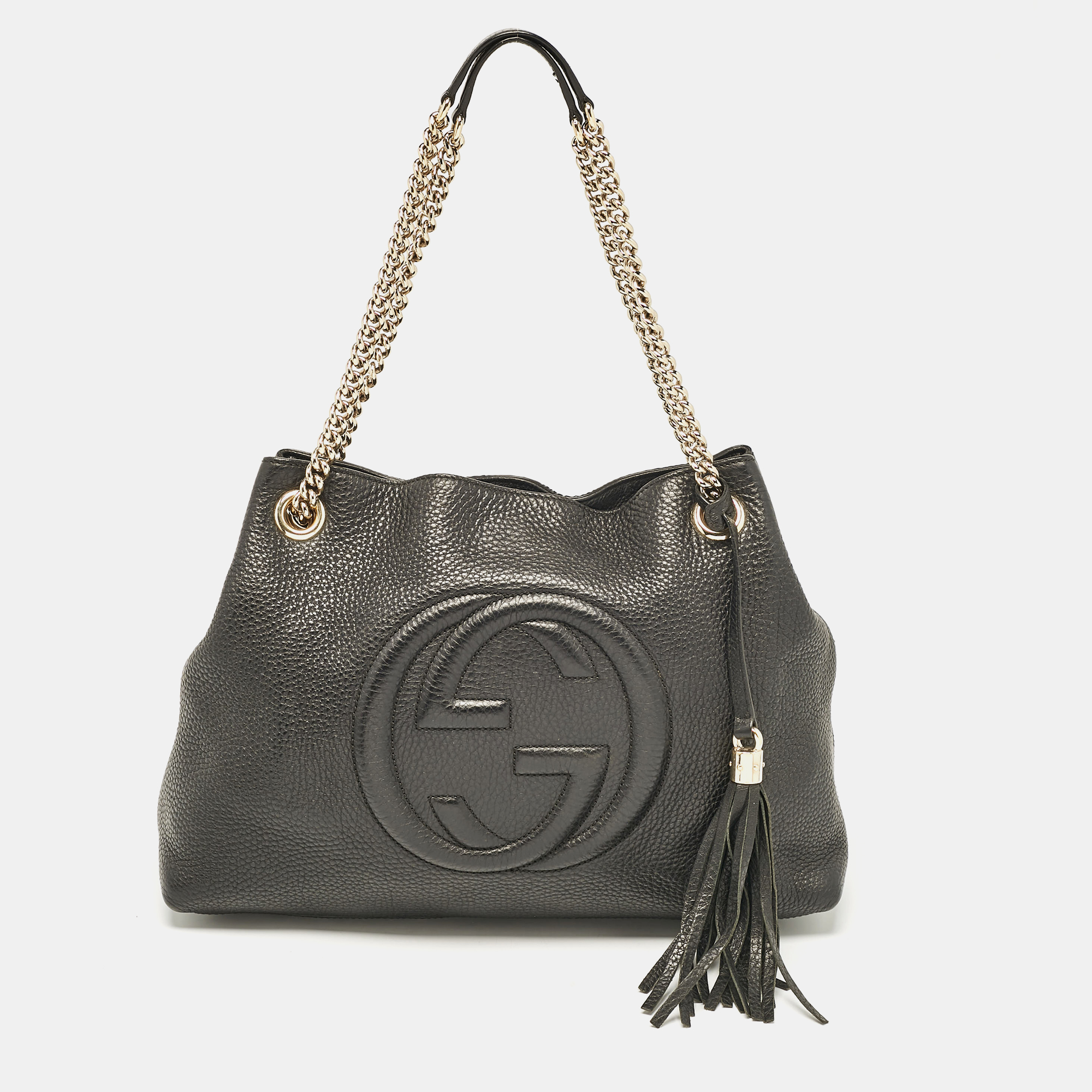 

Gucci Black Leather Medium Chain Soho Tote