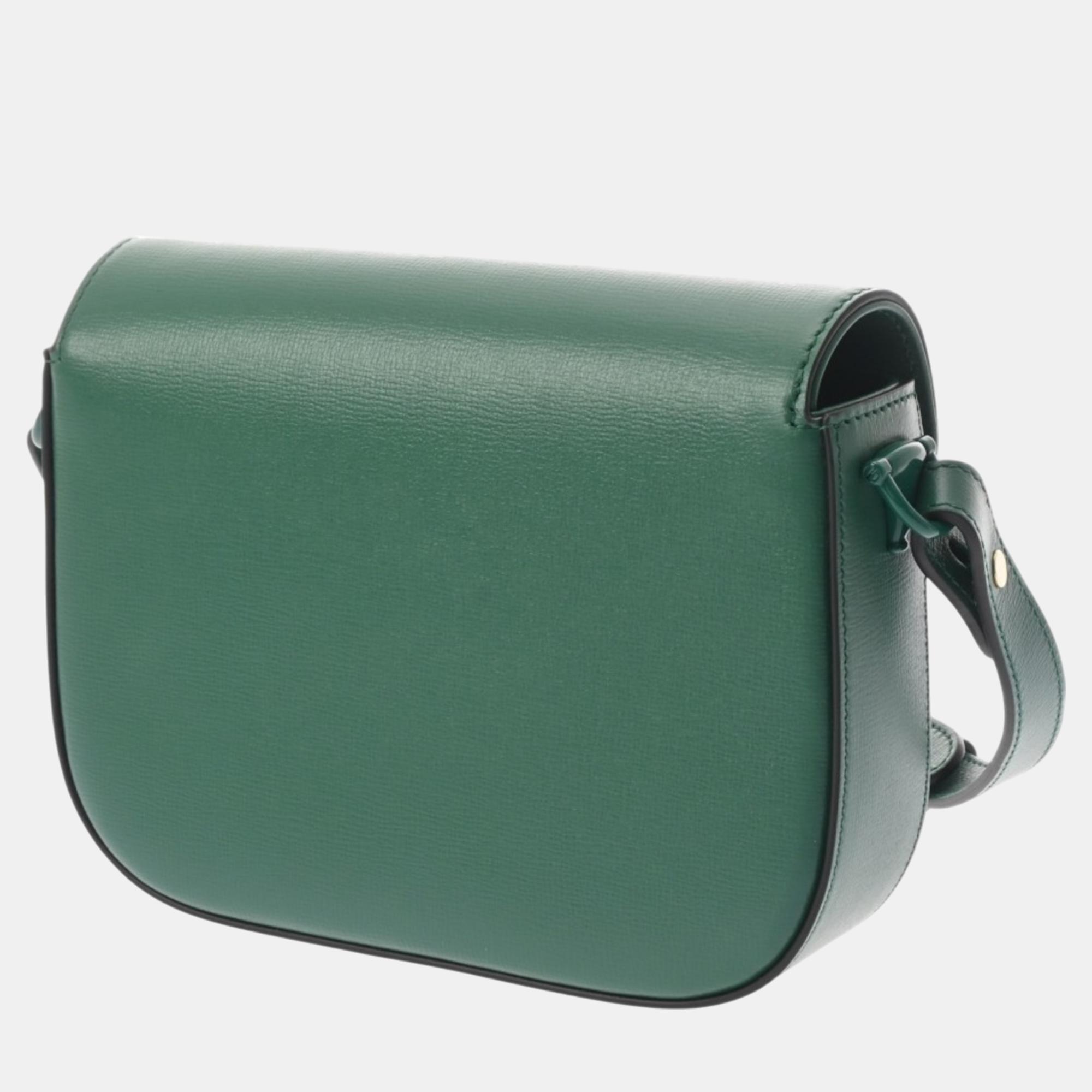 Gucci Green Leather Horsebit 1955 Small Shoulder Bag 