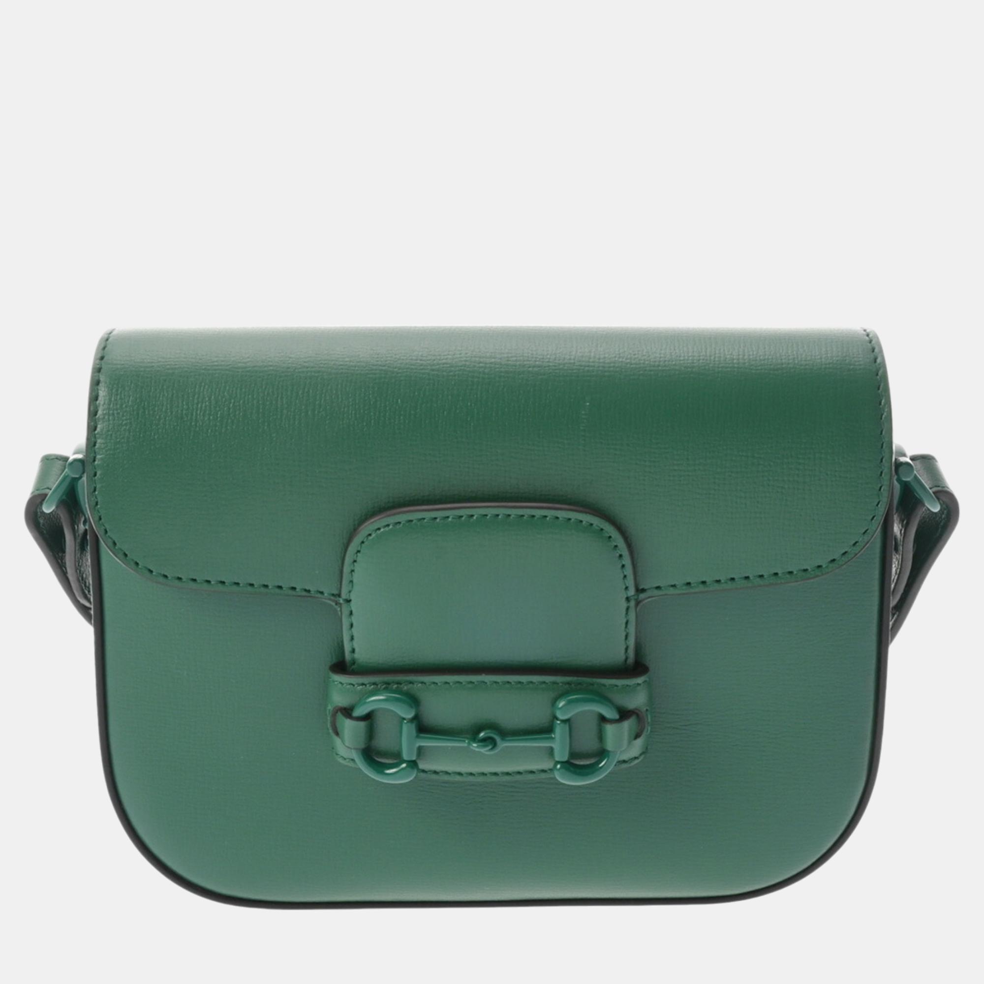 

Gucci Green Leather Horsebit 1955 Small Shoulder Bag