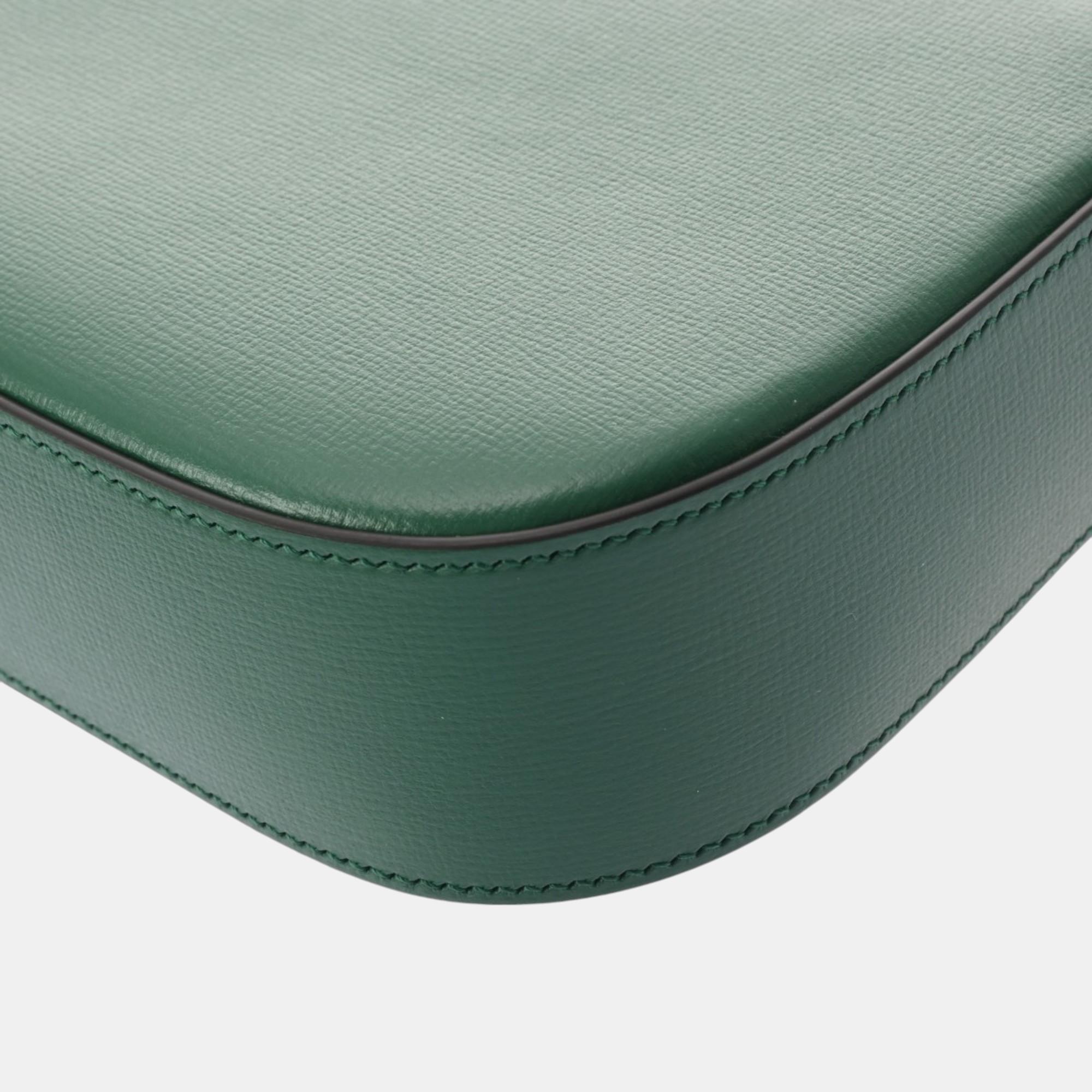 Gucci Green Leather Horsebit 1955 Small Shoulder Bag 