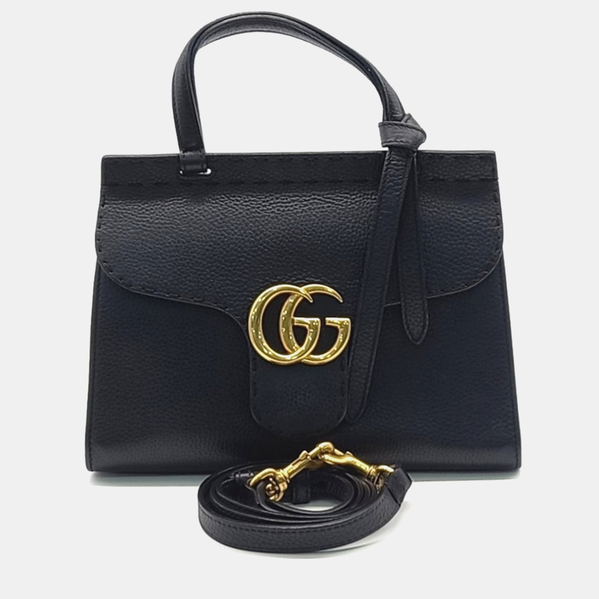 

Gucci Black Leather Gucci GG Marmont mini tote bag