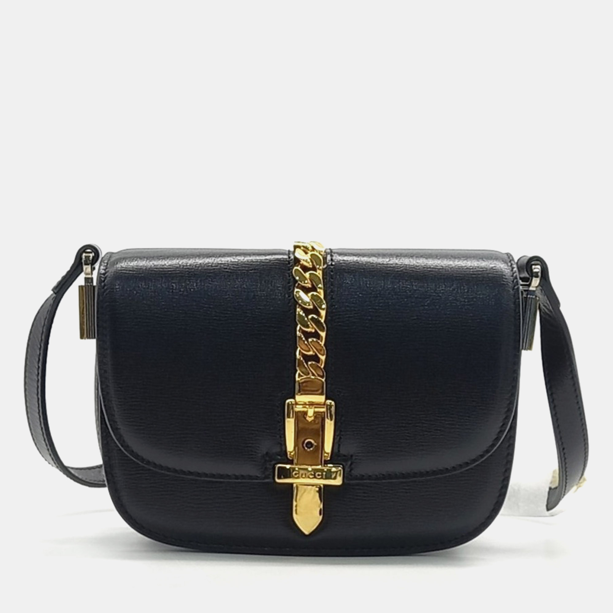 

Gucci Black Leather Gucci Sylvie 1969 mini shoulder bag