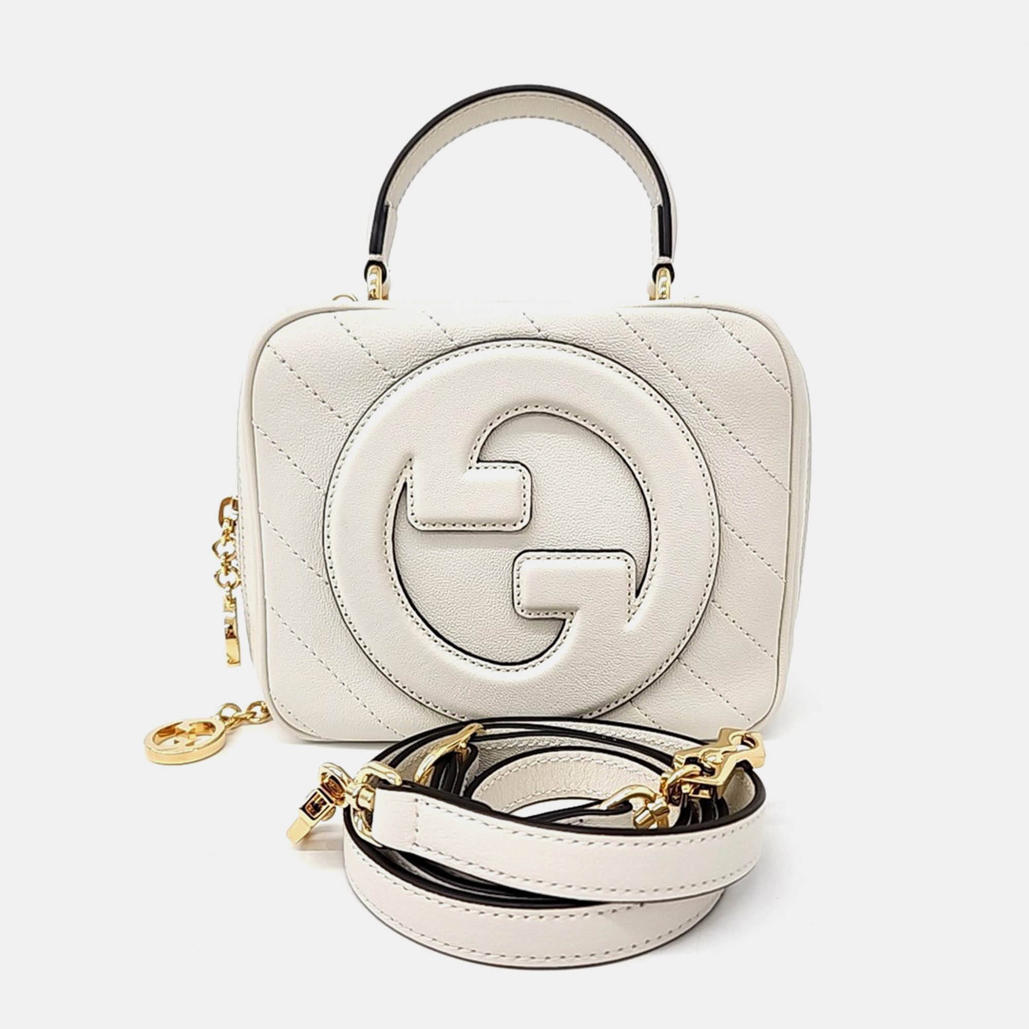 Pre-owned Gucci White Leather Blondie Top Handle Bag