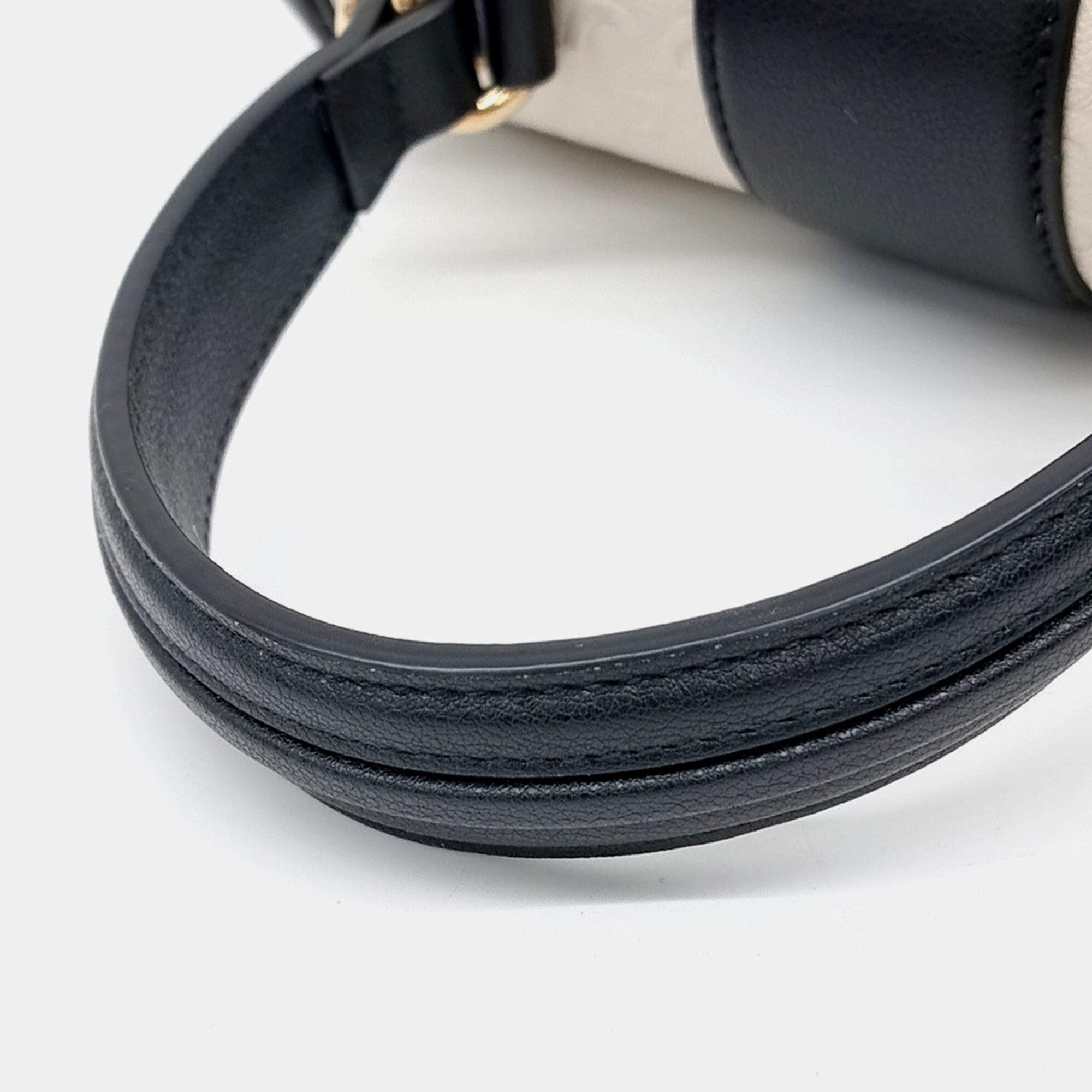 Gucci Black White Leather Small GG Top Handle Bag 