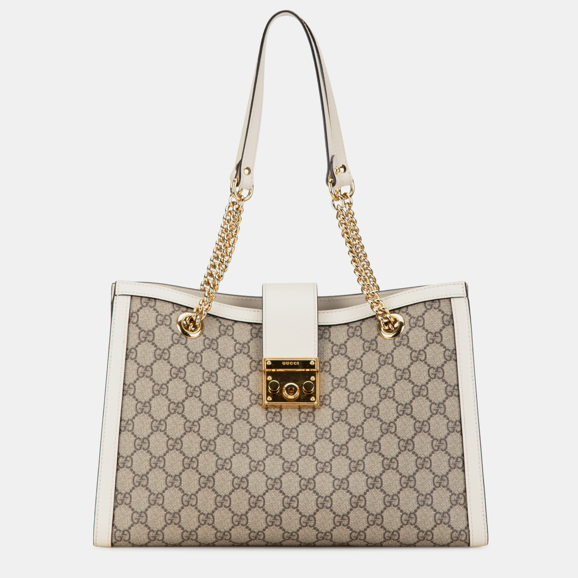 

Gucci Medium GG Supreme Padlock Tote Bag, Beige