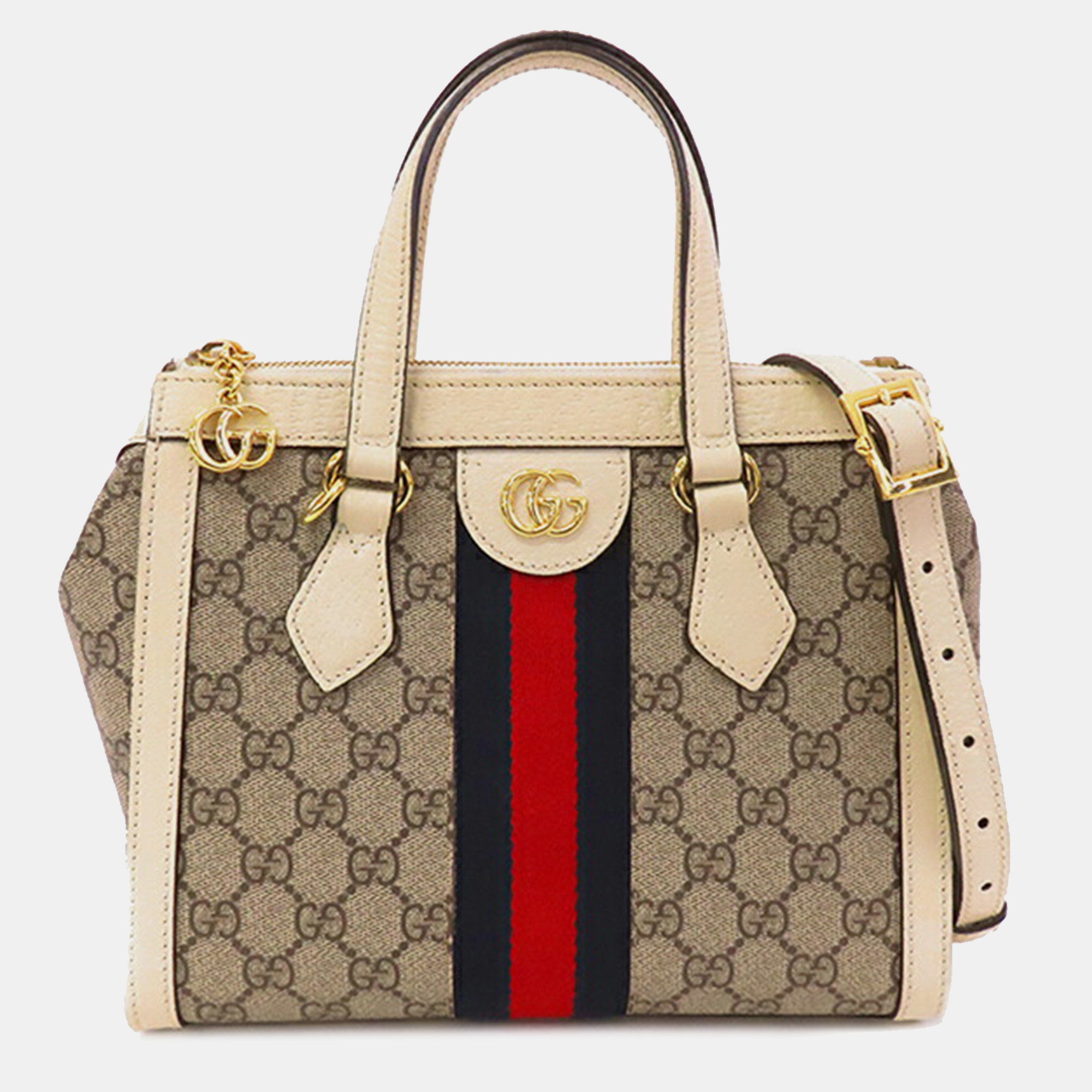 

Gucci Beige Brown Coated Canvas Small GG Supreme Ophidia Satchel Bag