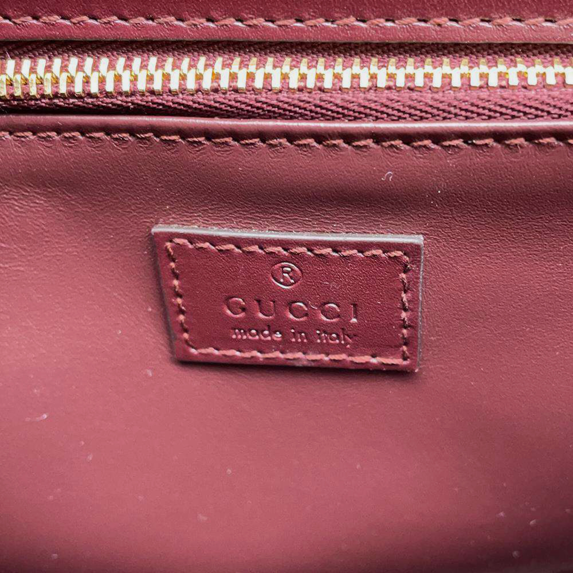 Gucci Bordeaux Canvas Leather GG Chain Shoulder Bag 
