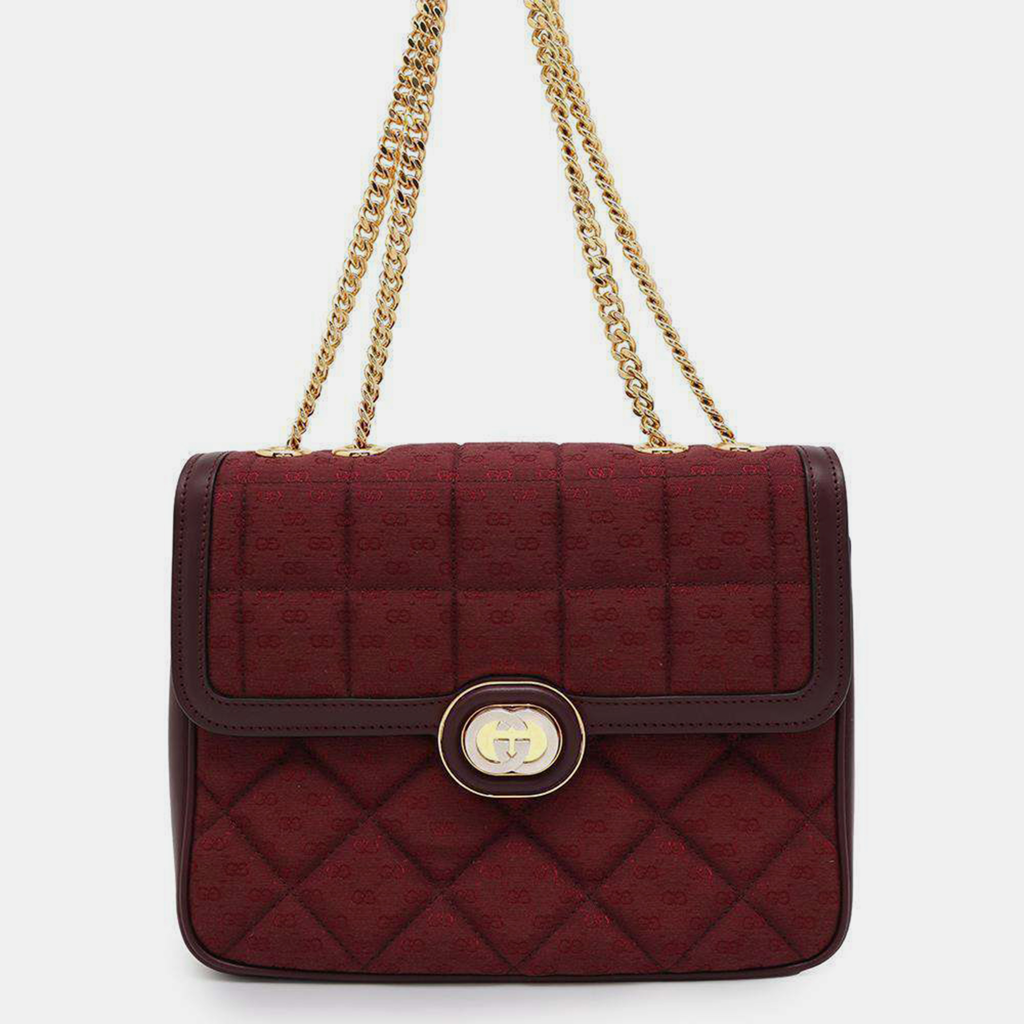 

Gucci Bordeaux Canvas Leather GG Chain Shoulder Bag, Brown