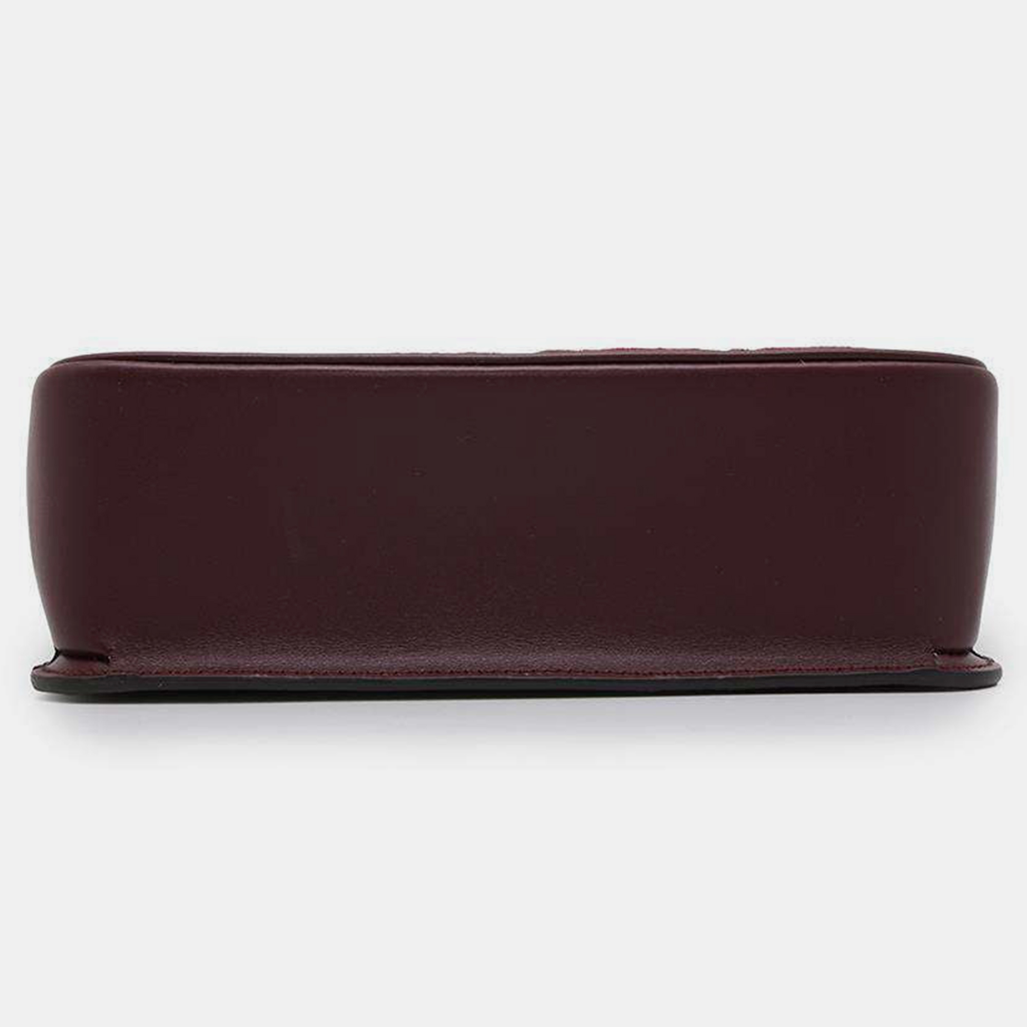 Gucci Bordeaux Canvas Leather GG Chain Shoulder Bag 