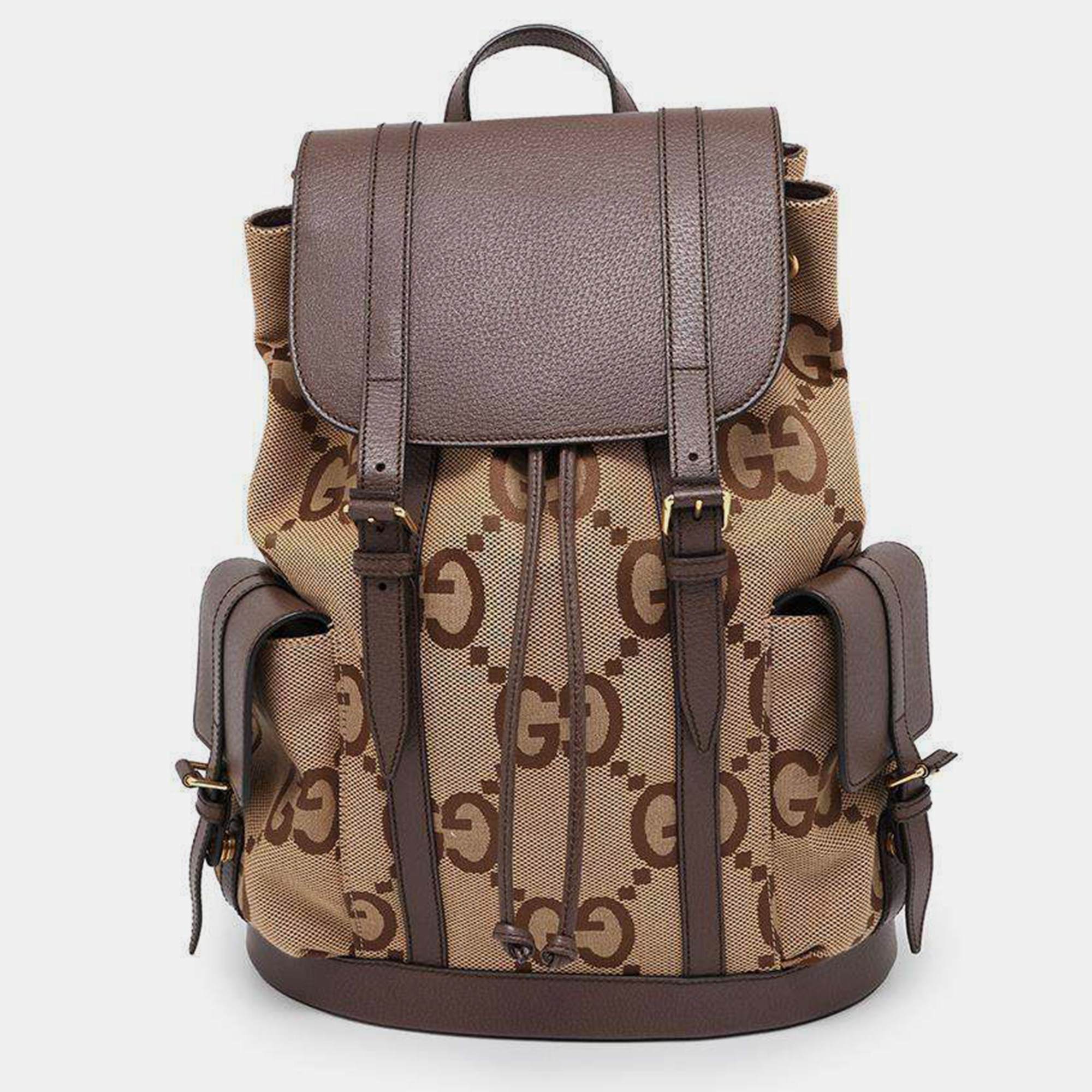 

Gucci Brown/Beige Canvas Leather Jumbo GG Backpack