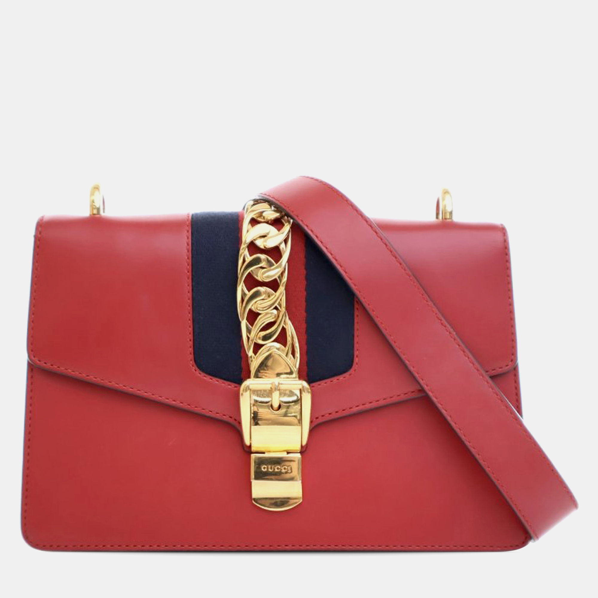 

Gucci Red Leather Gucci Small Leather Sylvie Satchel