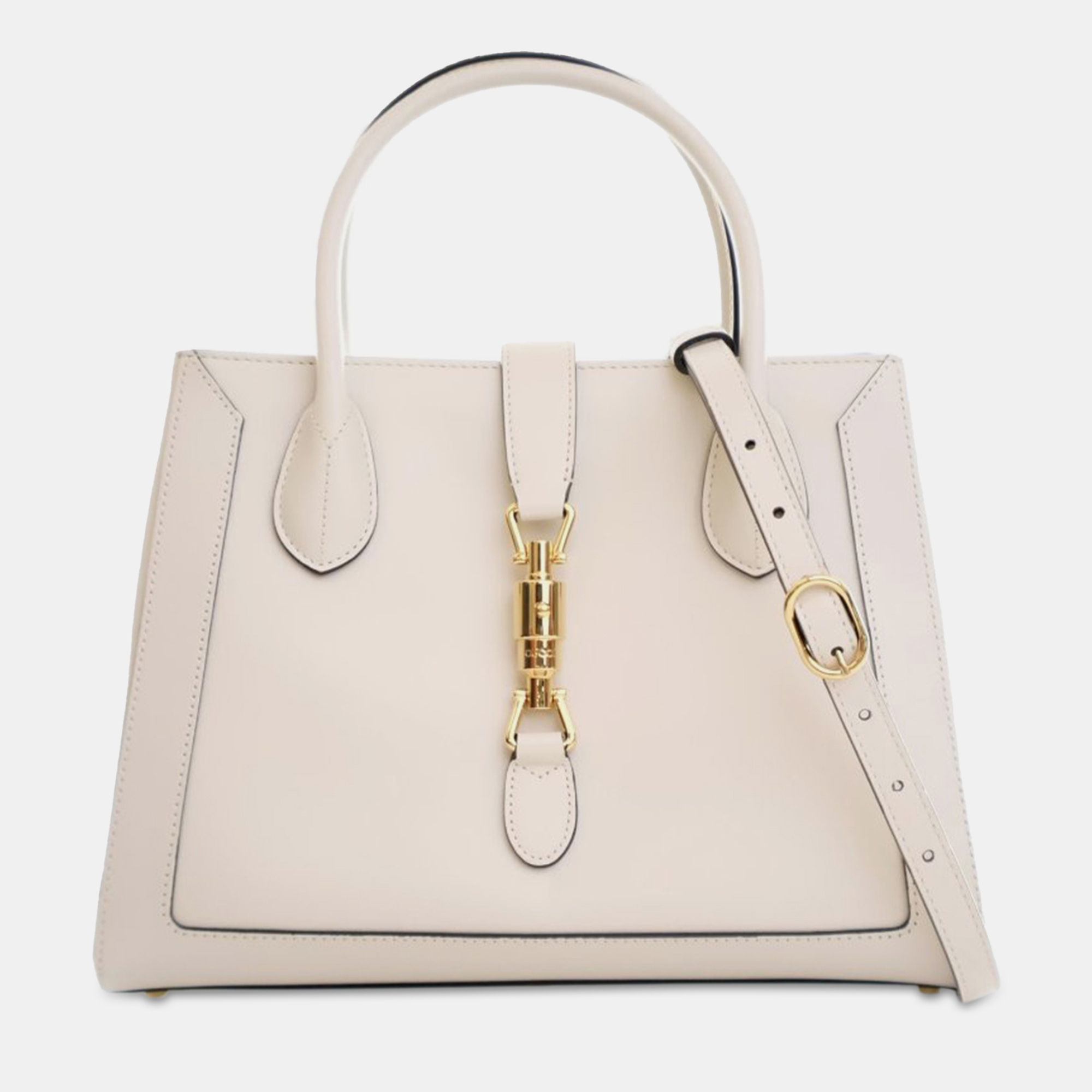 

Gucci White Calf Leather Medium Jackie 1961 Satchel Bag