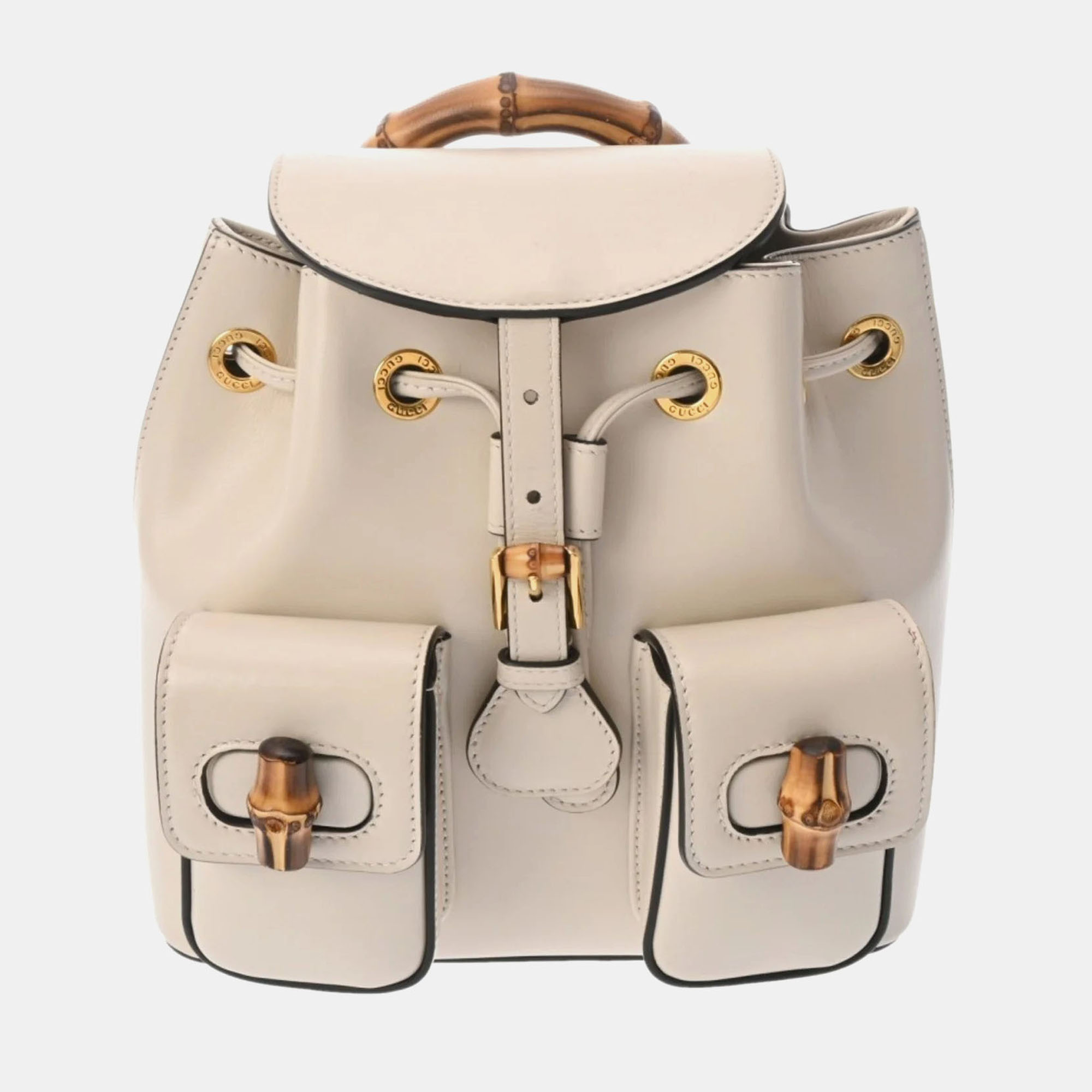 

Gucci Ivory Leather Bamboo Backpack, White