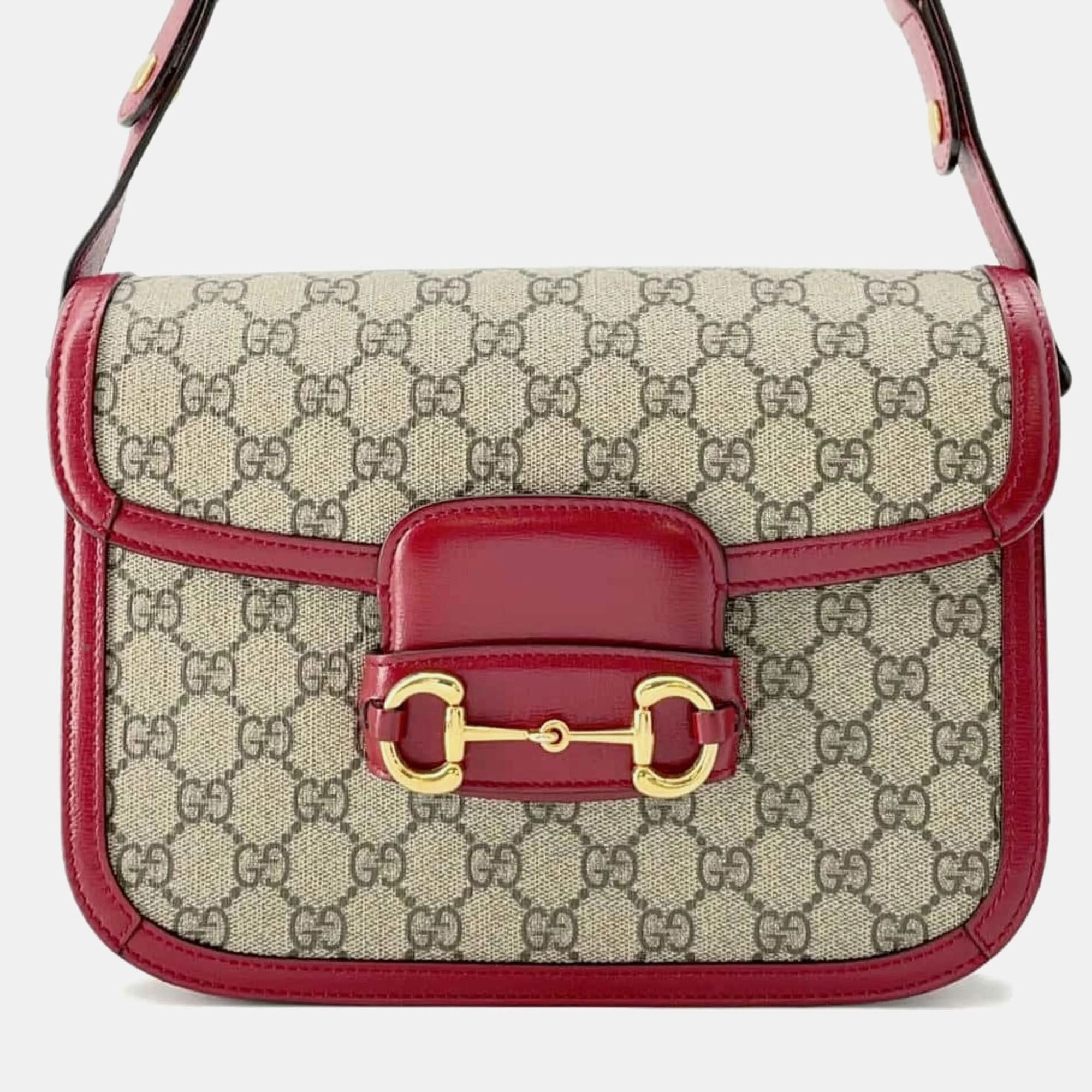 

Gucci Supreme Red 1955 Horsebit Gg Shoulder Bag, Beige